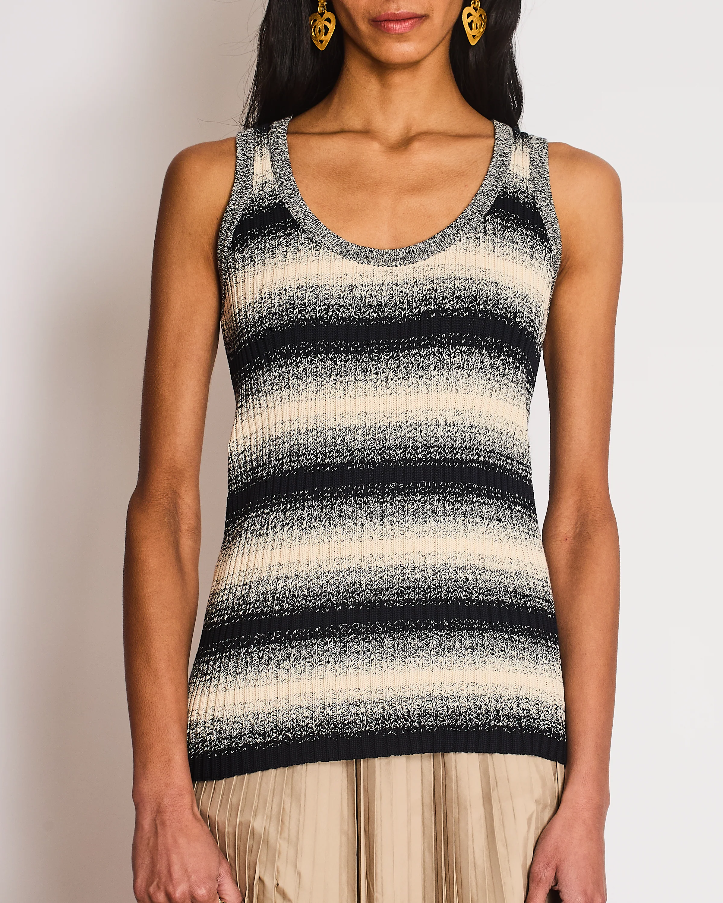 Christian Dior Navy and White Striped Knit Vest Top Size FR 38 (UK 10) - Image 6