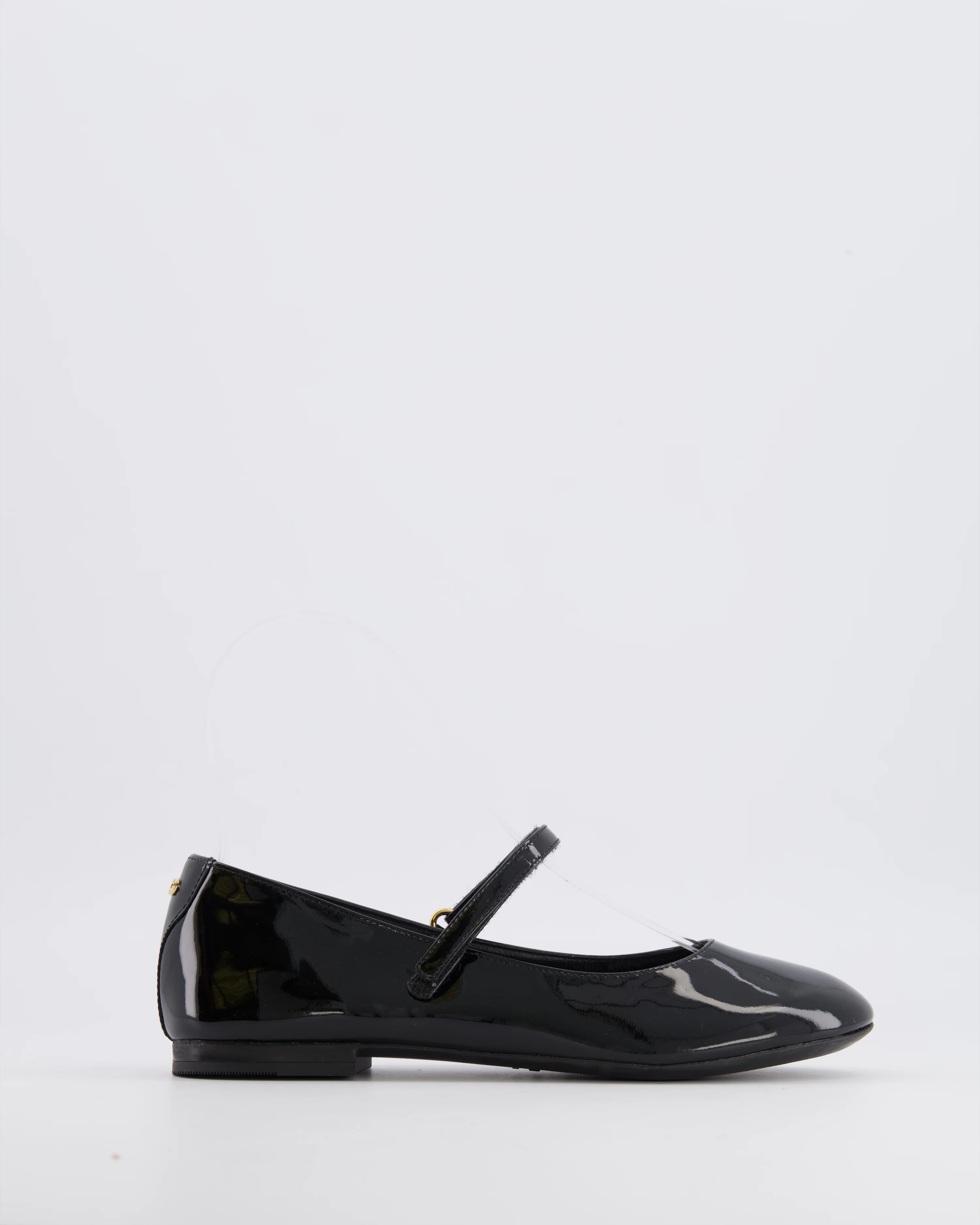 Dolce & Gabbana Kids Black Patent Mary Jane Ballet Flats with Gold Logo Size 34 RRP £345