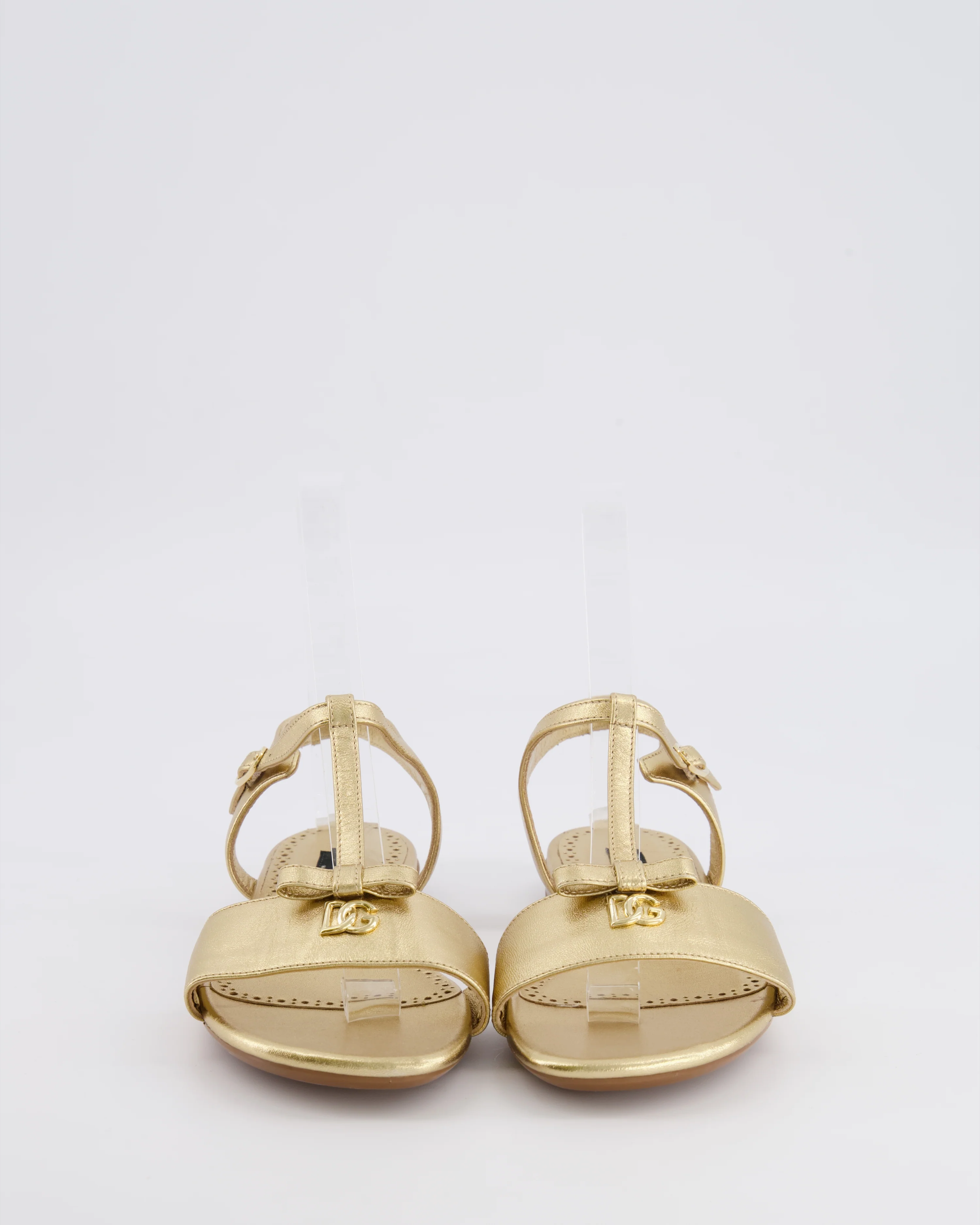 Dolce & Gabbana Kids Gold Leather Sandals with Gold Logo Size 33 RRP £335 - Image 4