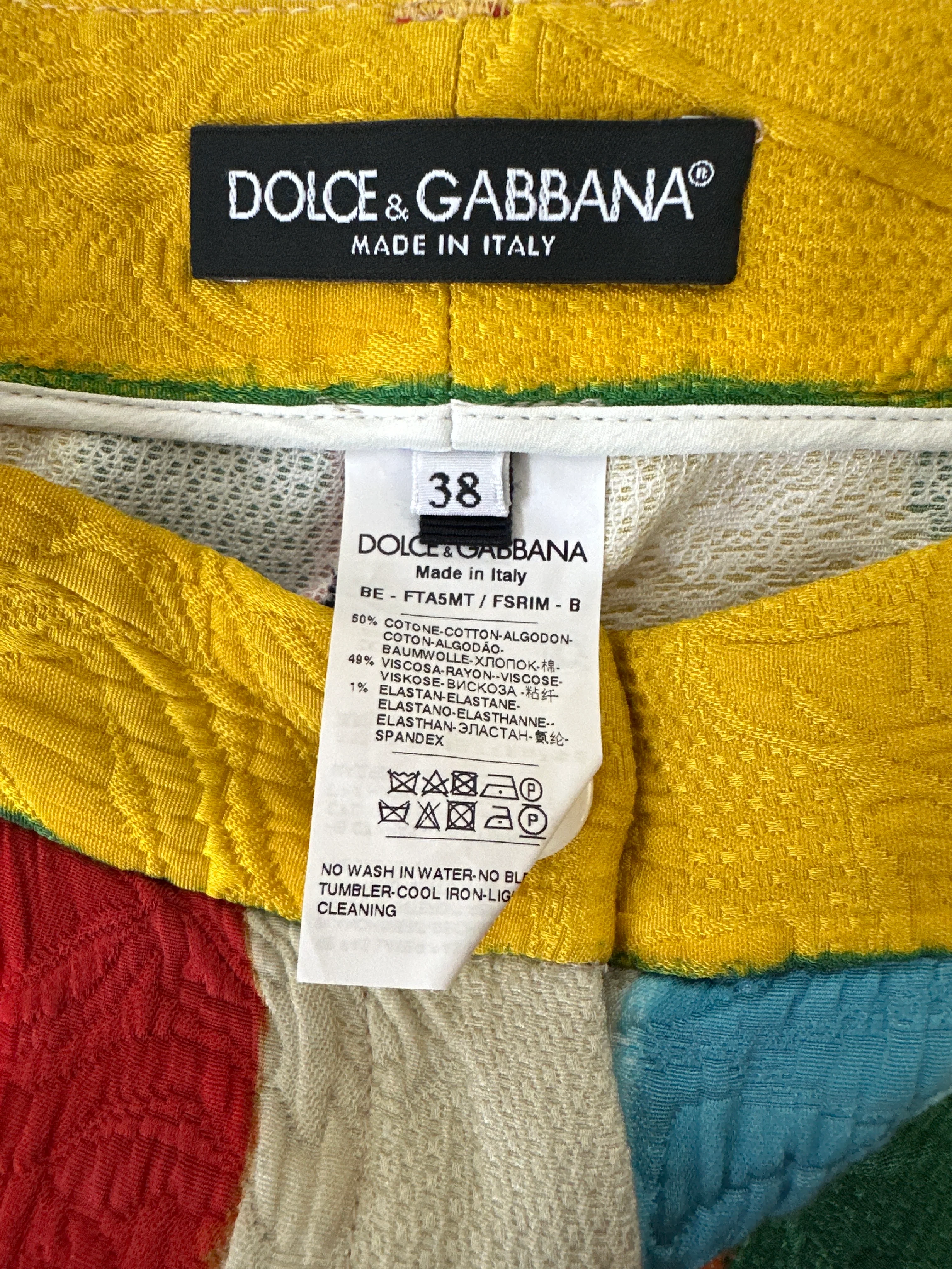 Dolce & Gabbana Multi-Colour Striped Jacquard High-Waist Shorts Size IT 38 (UK 6) - Image 11