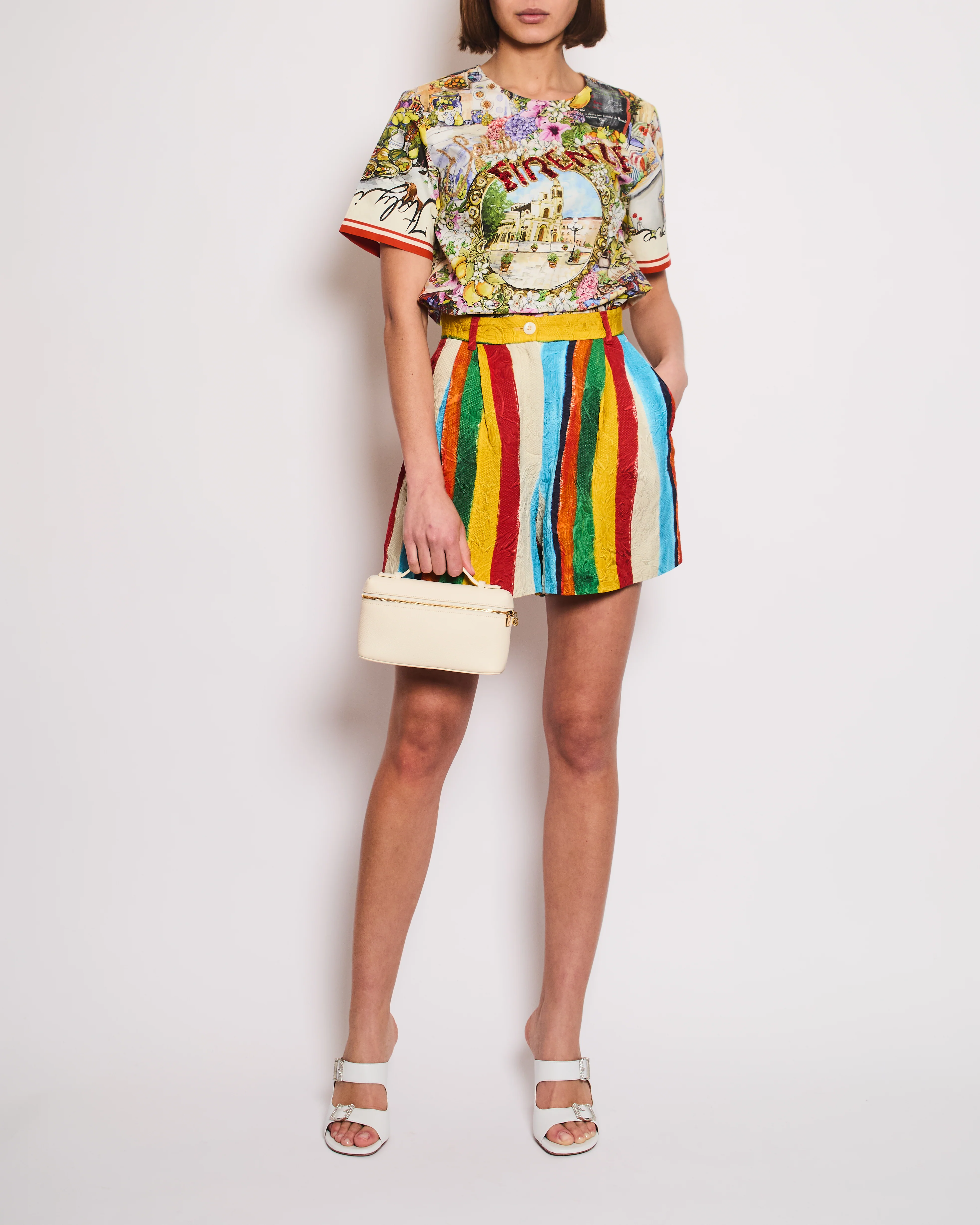 Dolce & Gabbana Multi-Colour Striped Jacquard High-Waist Shorts Size IT 38 (UK 6) - Image 4