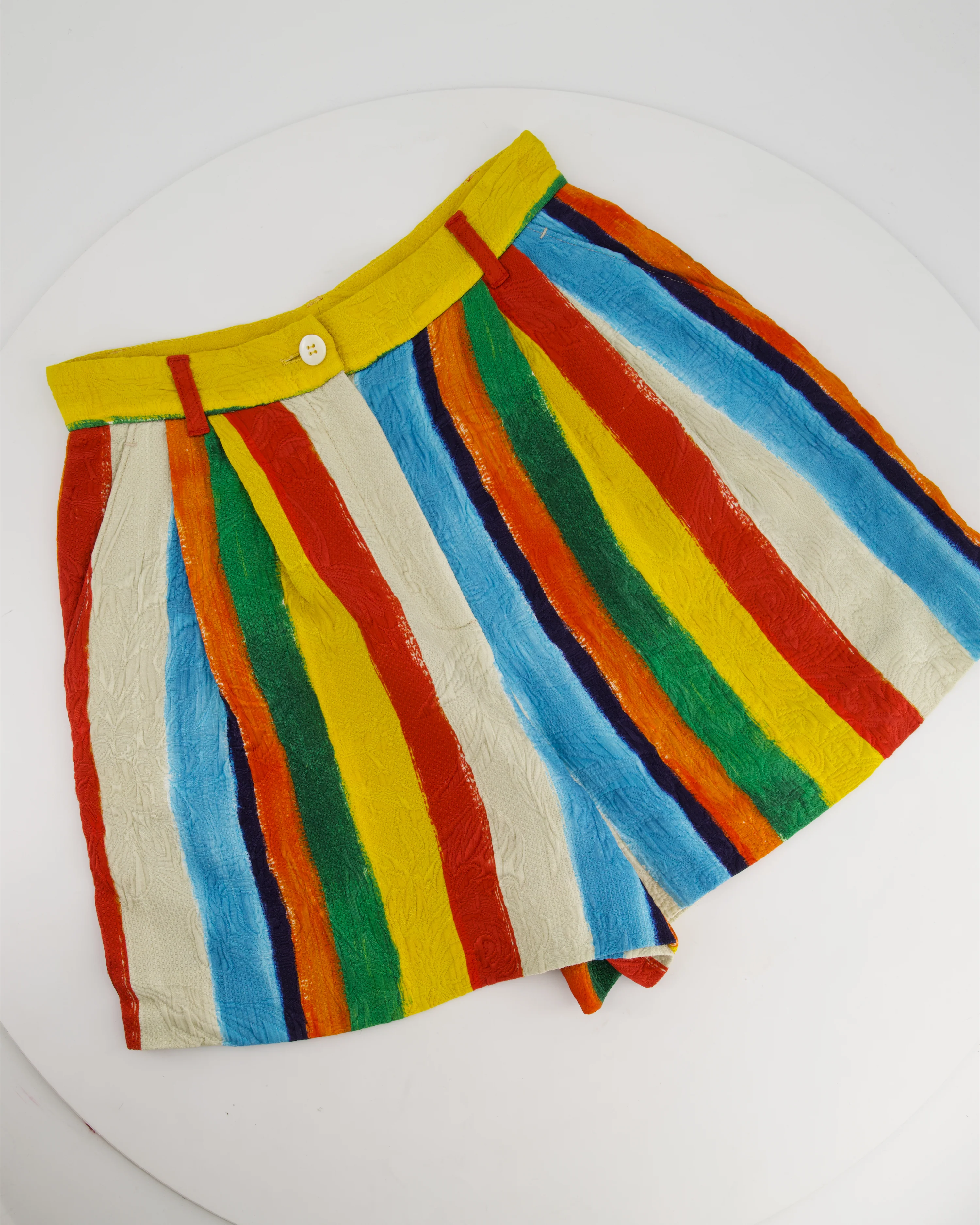 Dolce & Gabbana Multi-Colour Striped Jacquard High-Waist Shorts Size IT 38 (UK 6) - Image 5