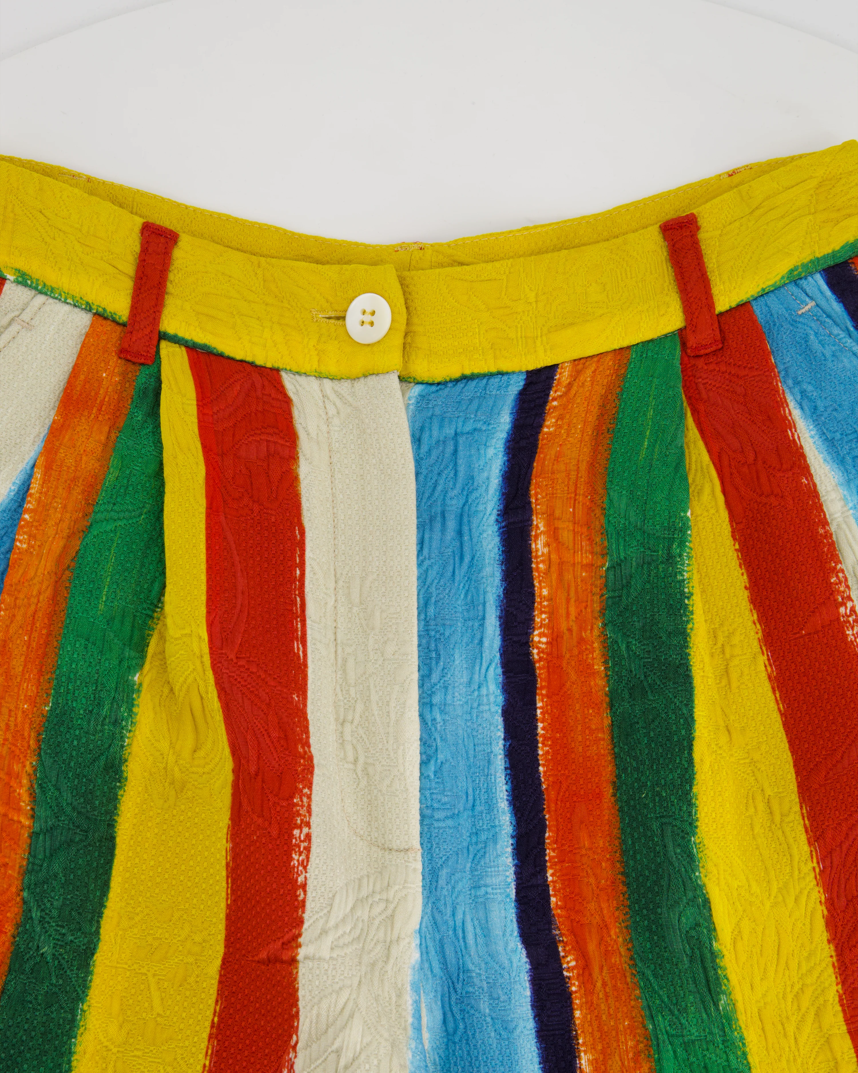 Dolce & Gabbana Multi-Colour Striped Jacquard High-Waist Shorts Size IT 38 (UK 6) - Image 7