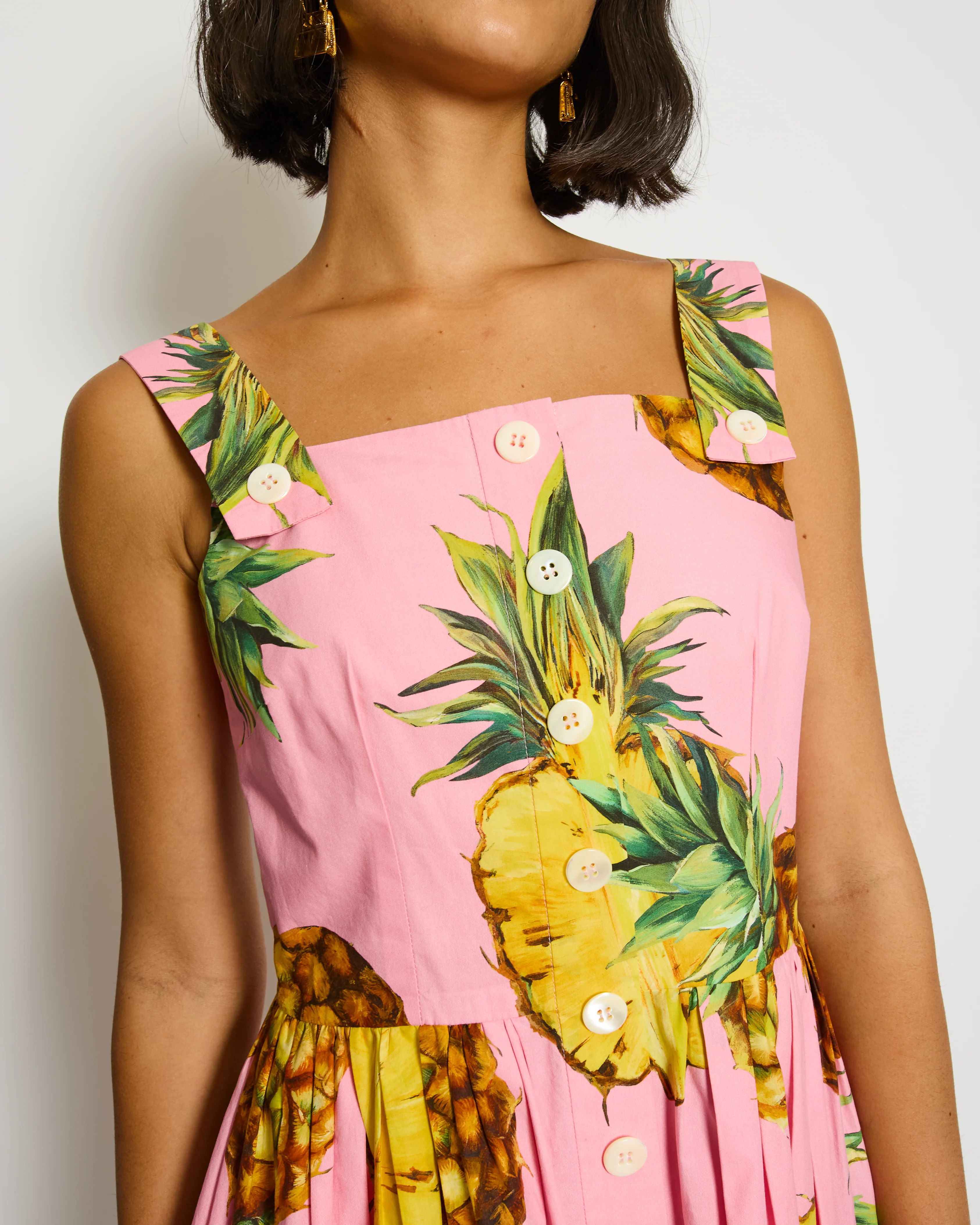 Dolce & Gabbana Pink Mini Dress with Pineapple Prints Size IT 42 (UK 10) - Image 3