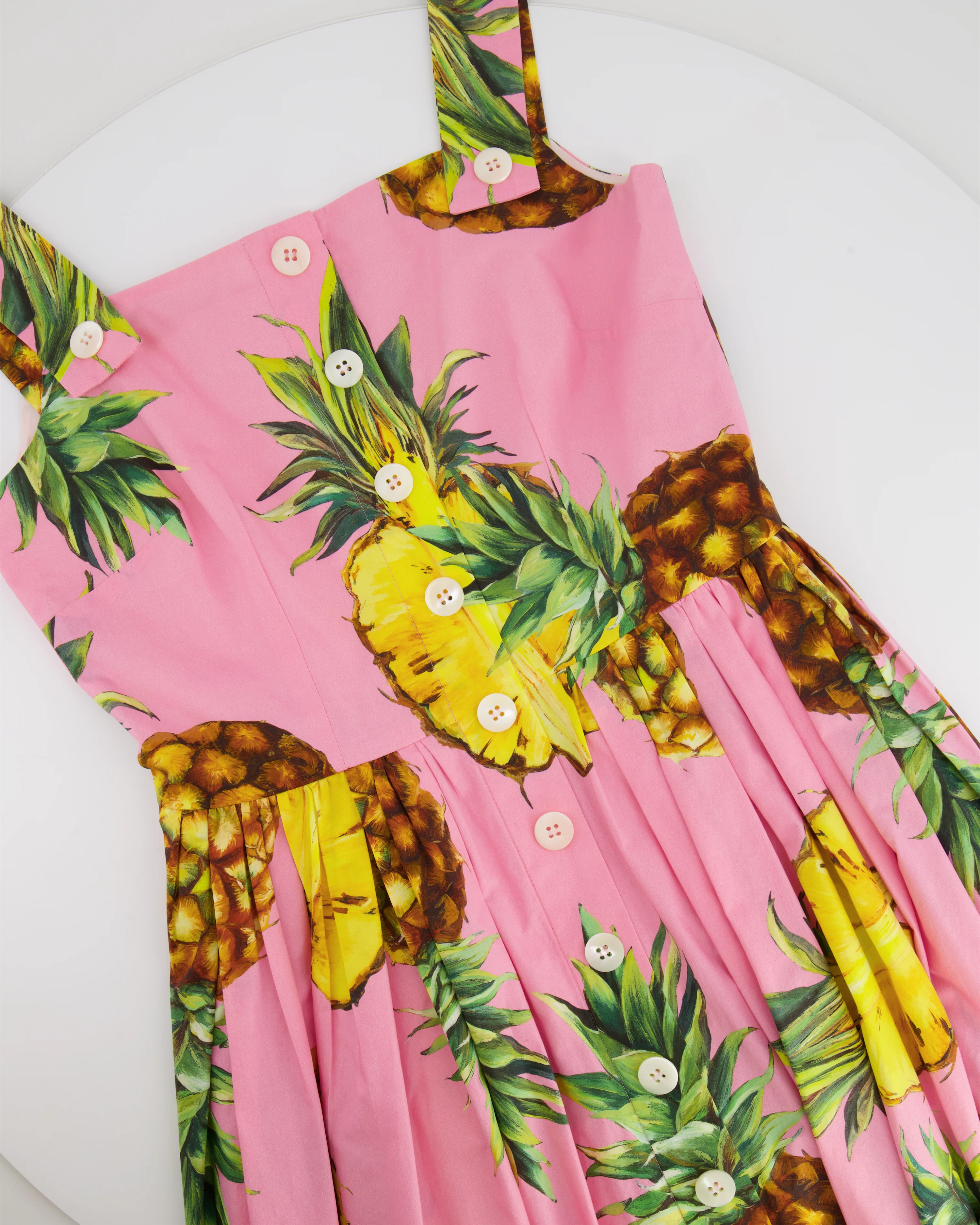 Dolce & Gabbana Pink Mini Dress with Pineapple Prints Size IT 42 (UK 10) - Image 5