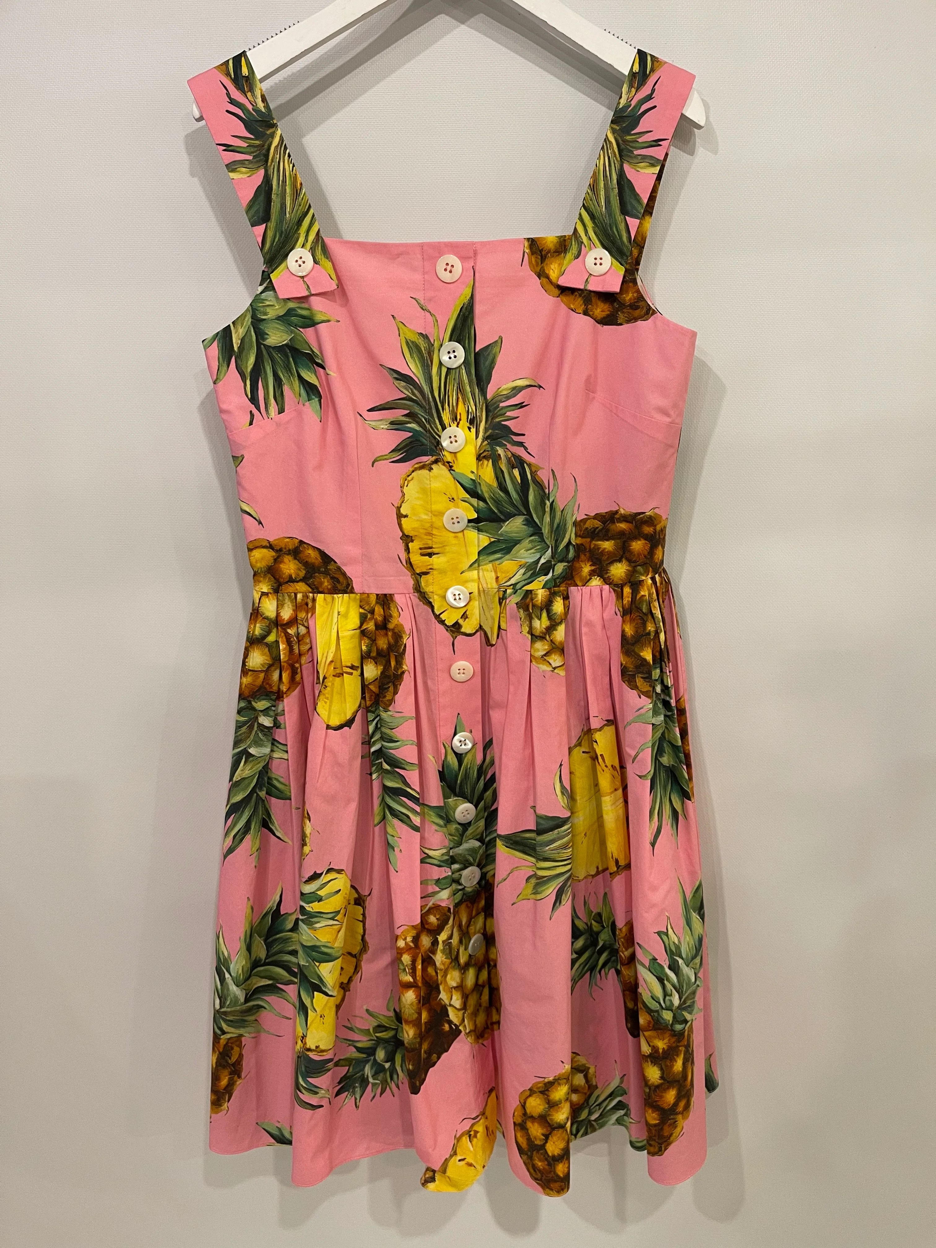 Dolce & Gabbana Pink Mini Dress with Pineapple Prints Size IT 42 (UK 10) - Image 8