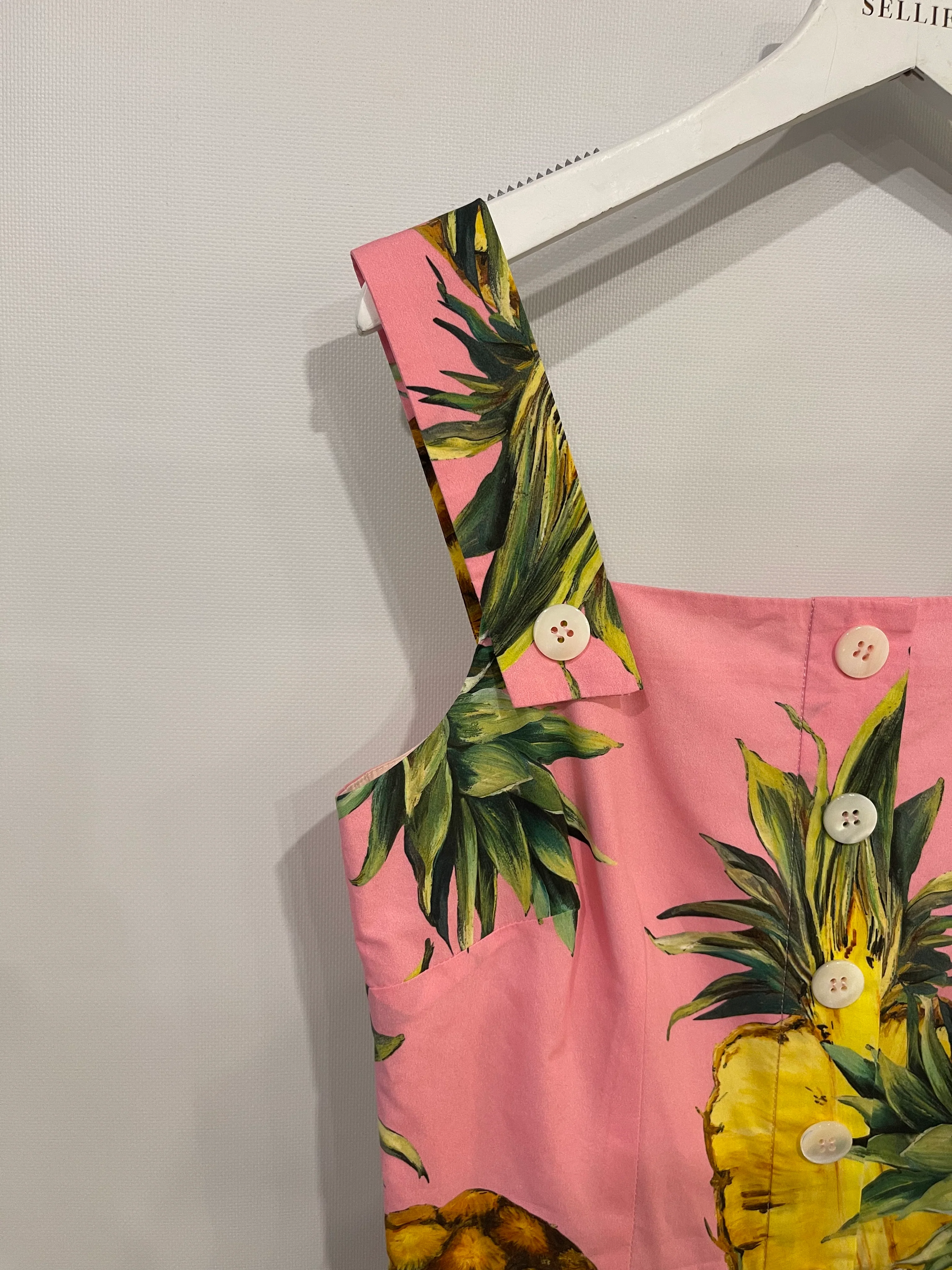 Dolce & Gabbana Pink Mini Dress with Pineapple Prints Size IT 42 (UK 10) - Image 9