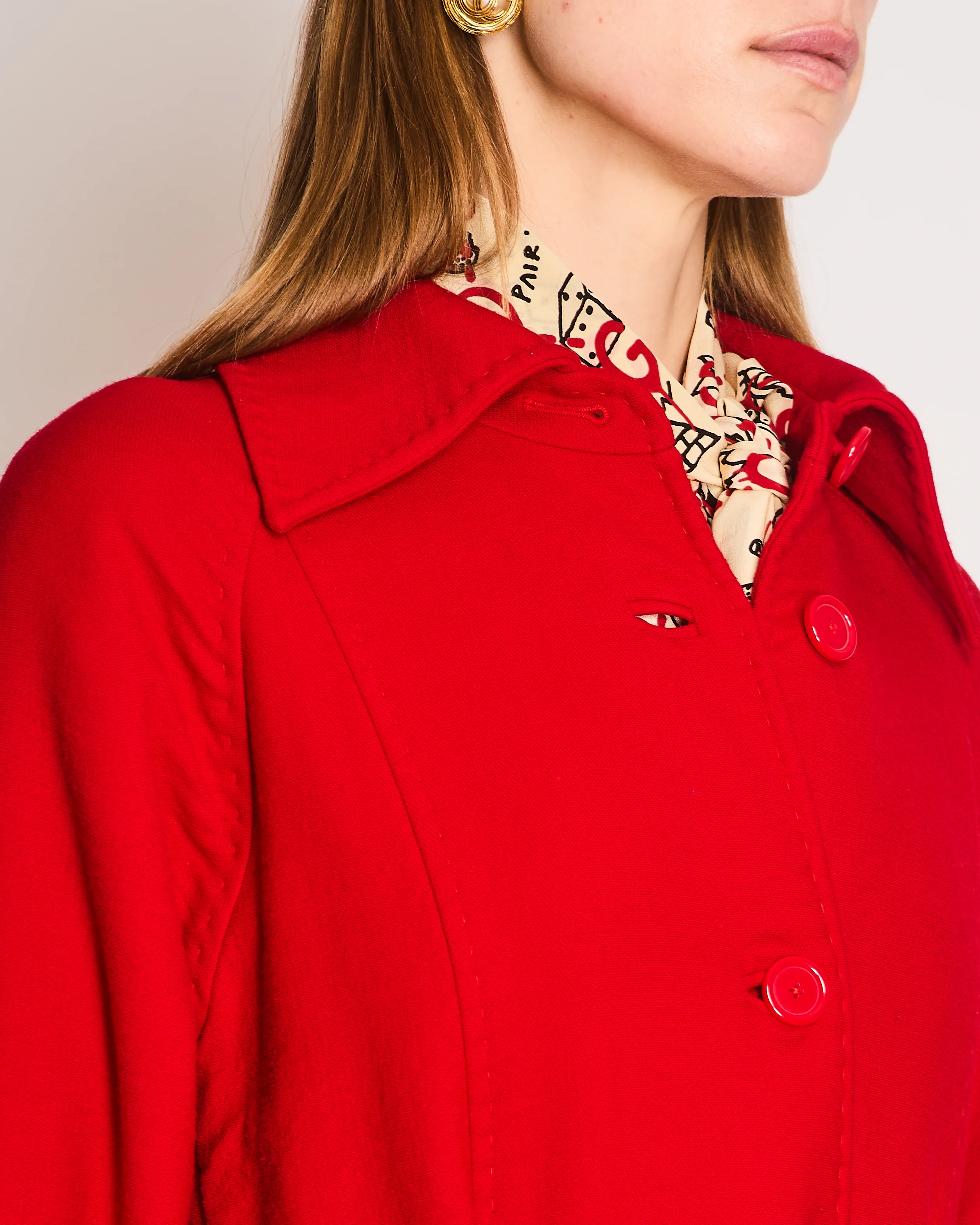 Dolce & Gabbana Red Wool Midi Coat with Tie Belt Size IT 38 (UK 6) - Image 4