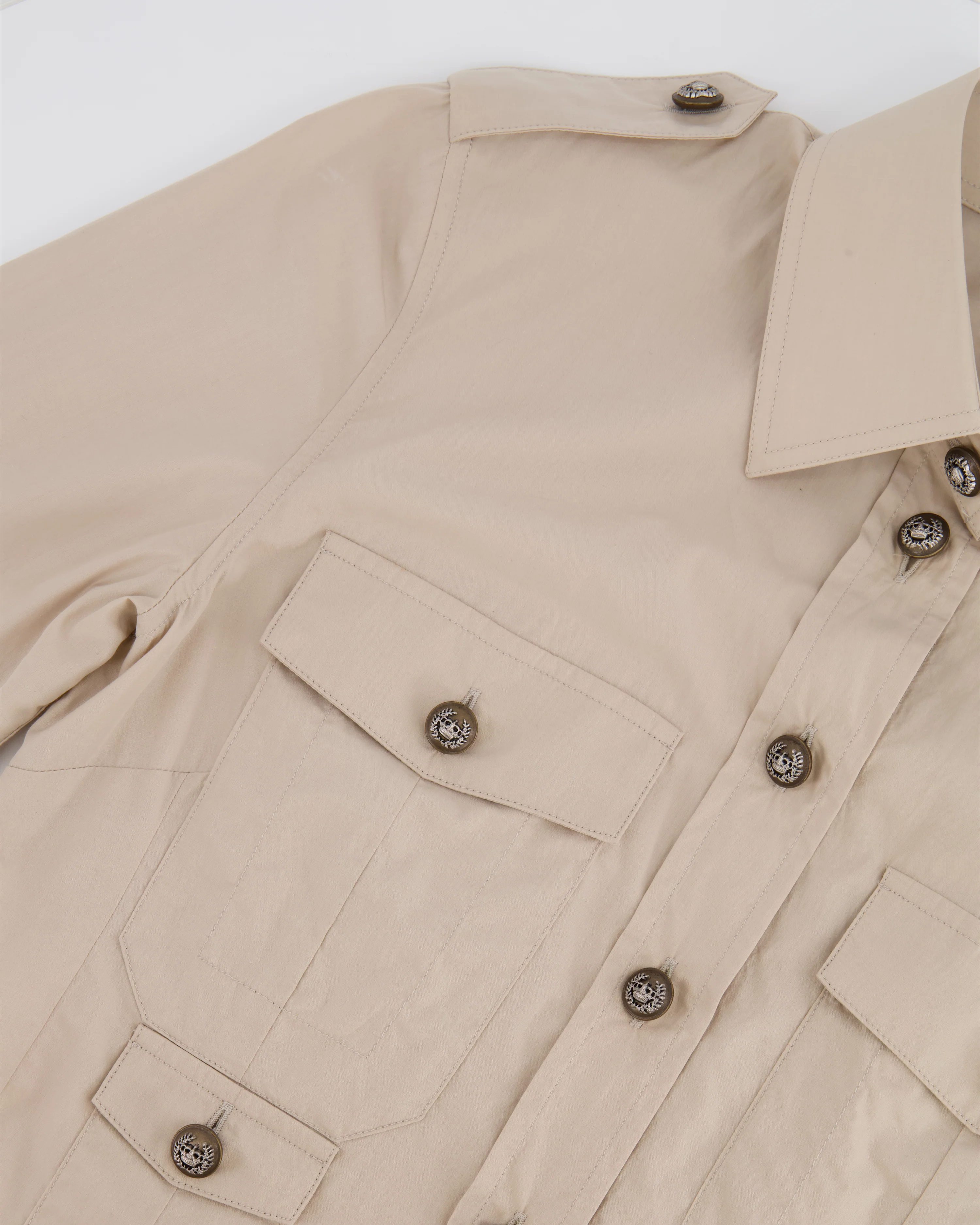 Dolce & Gabbana Beige Long-Sleeve Shirt with Logo & Button Detail Size IT 38 (UK 6) - Image 3