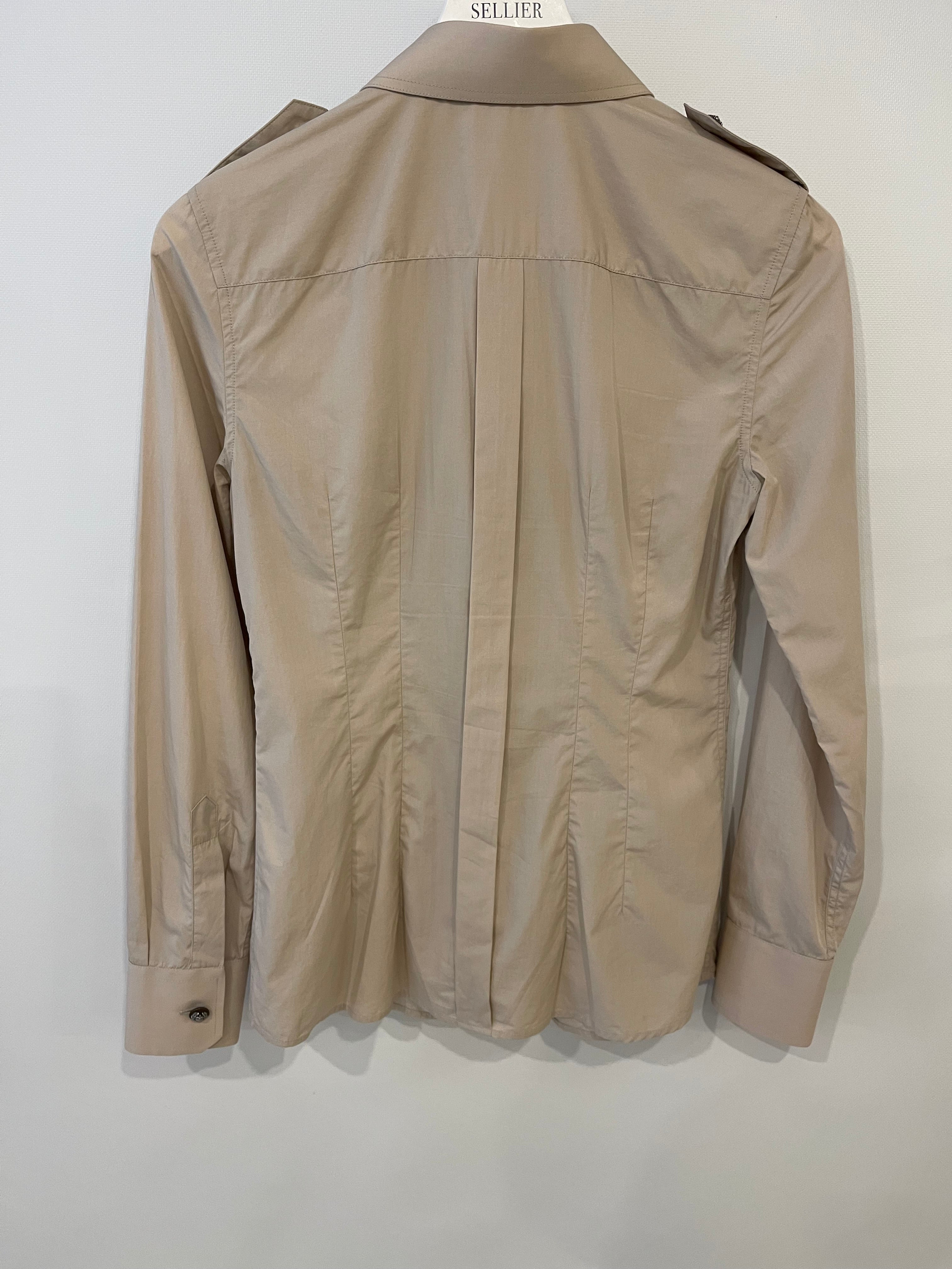 Dolce & Gabbana Beige Long-Sleeve Shirt with Logo & Button Detail Size IT 38 (UK 6) - Image 5