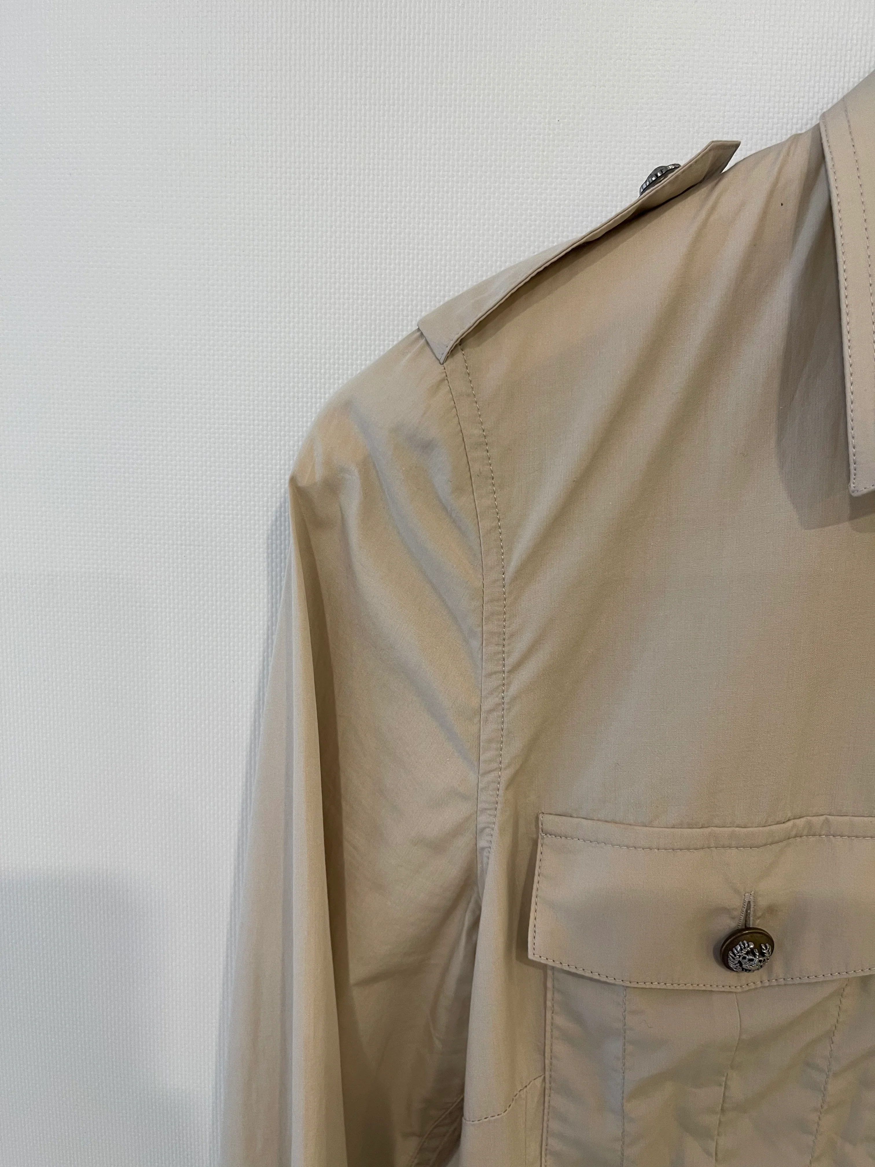 Dolce & Gabbana Beige Long-Sleeve Shirt with Logo & Button Detail Size IT 38 (UK 6) - Image 6