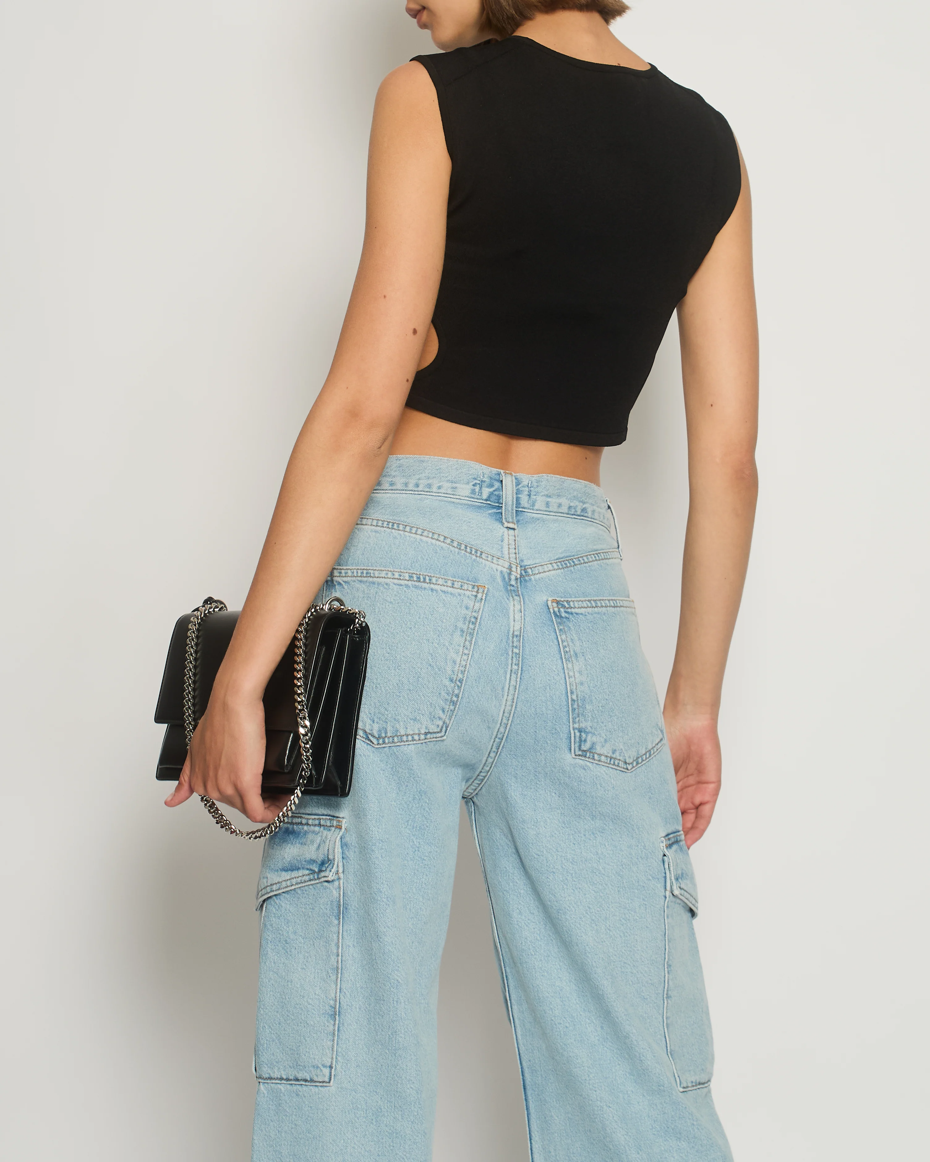Dolce & Gabbana Black Knitted Crop Top with Silver DG Logo IT 42 (UK 10) - Image 3