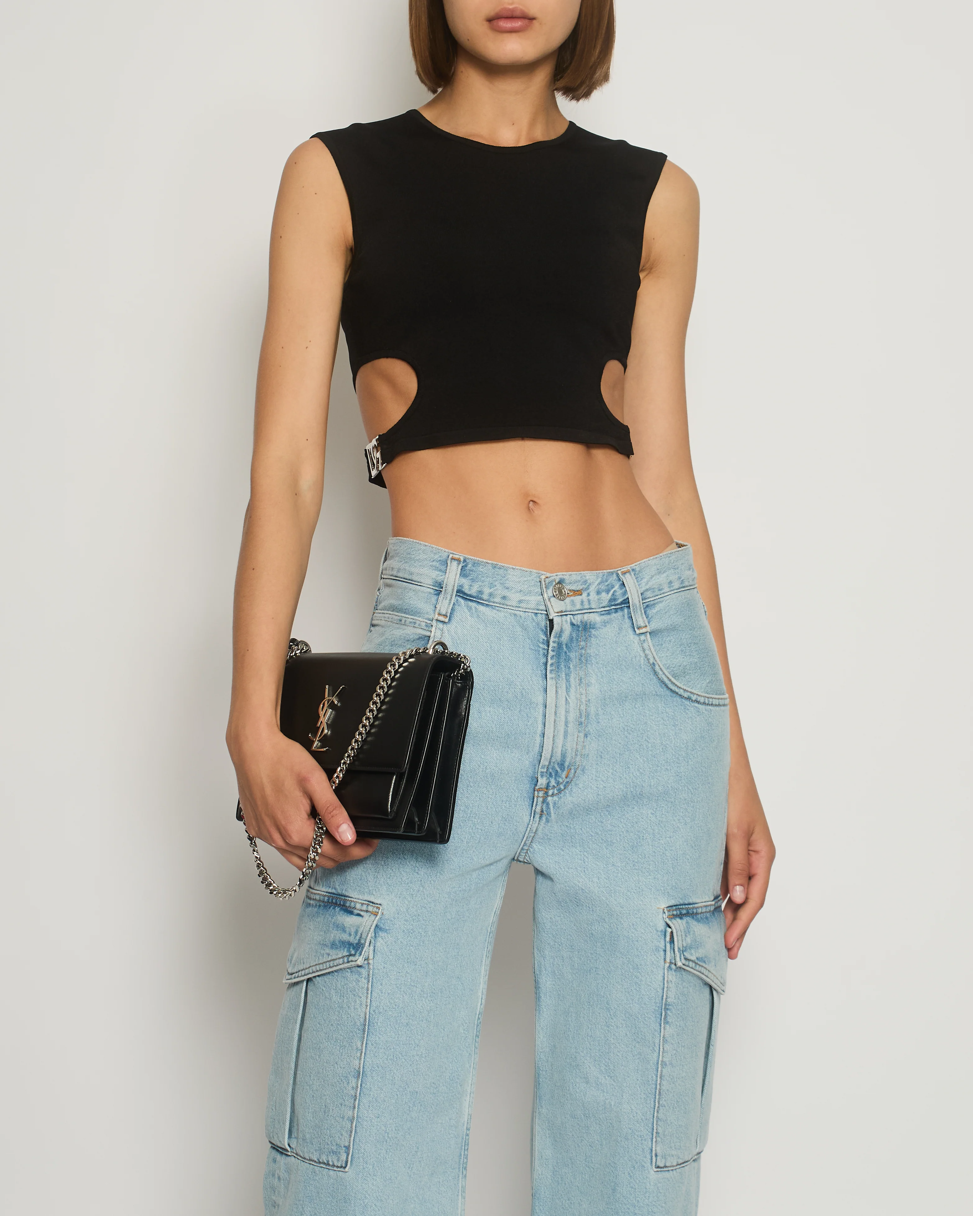 Dolce & Gabbana Black Knitted Crop Top with Silver DG Logo IT 42 (UK 10) - Image 5