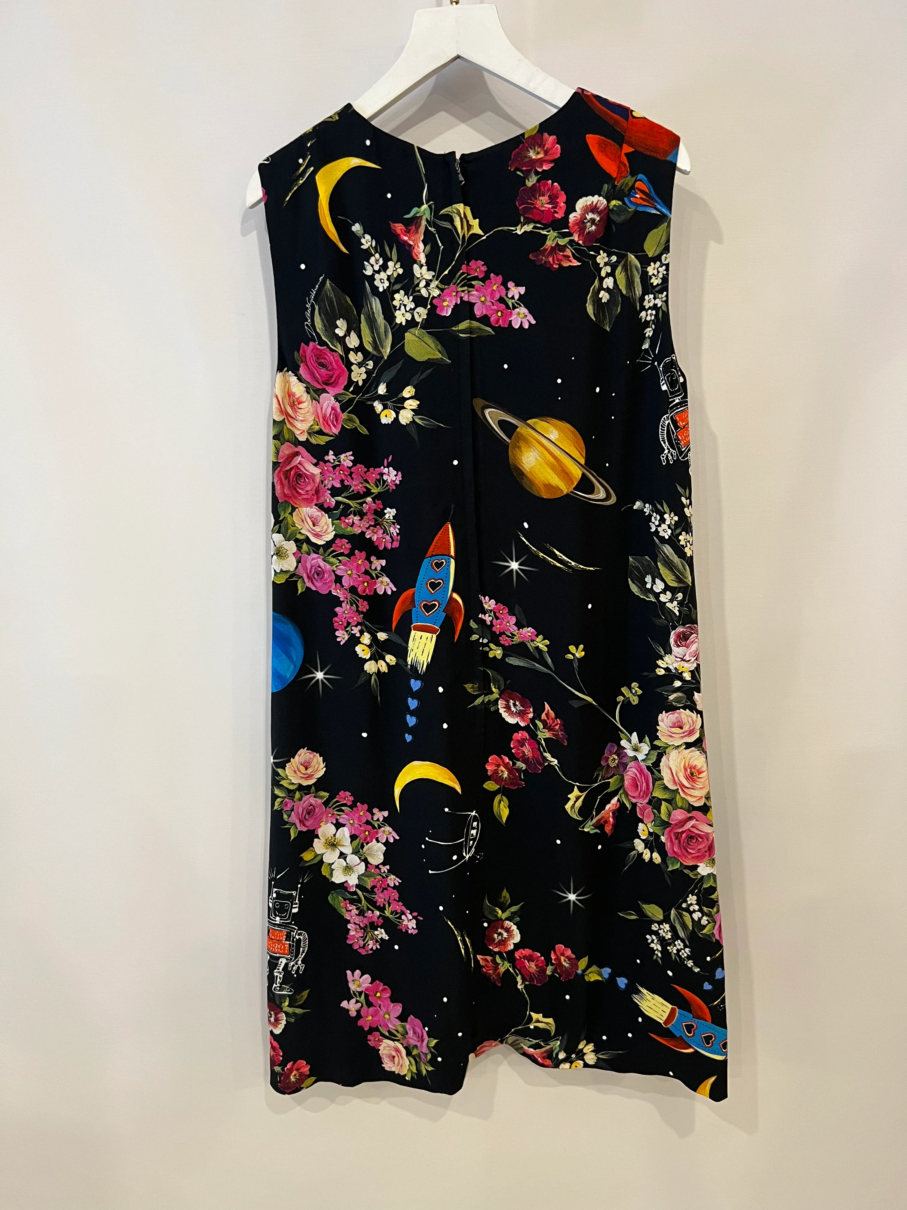 Dolce & Gabbana Black Silk Sleeveless Dress with Floral Prints Size IT 40 (UK 8) - Image 10