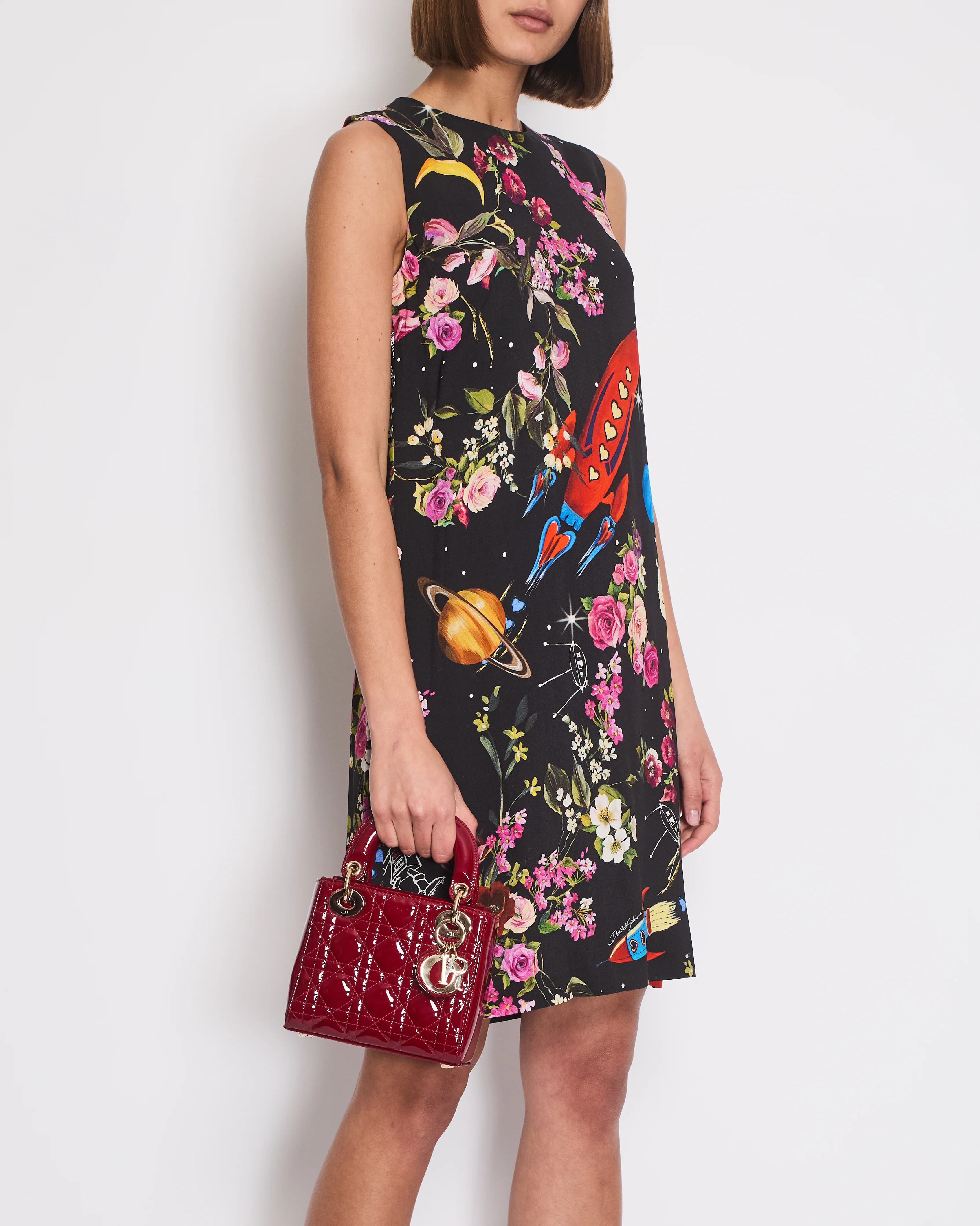 Dolce & Gabbana Black Silk Sleeveless Dress with Floral Prints Size IT 40 (UK 8) - Image 3