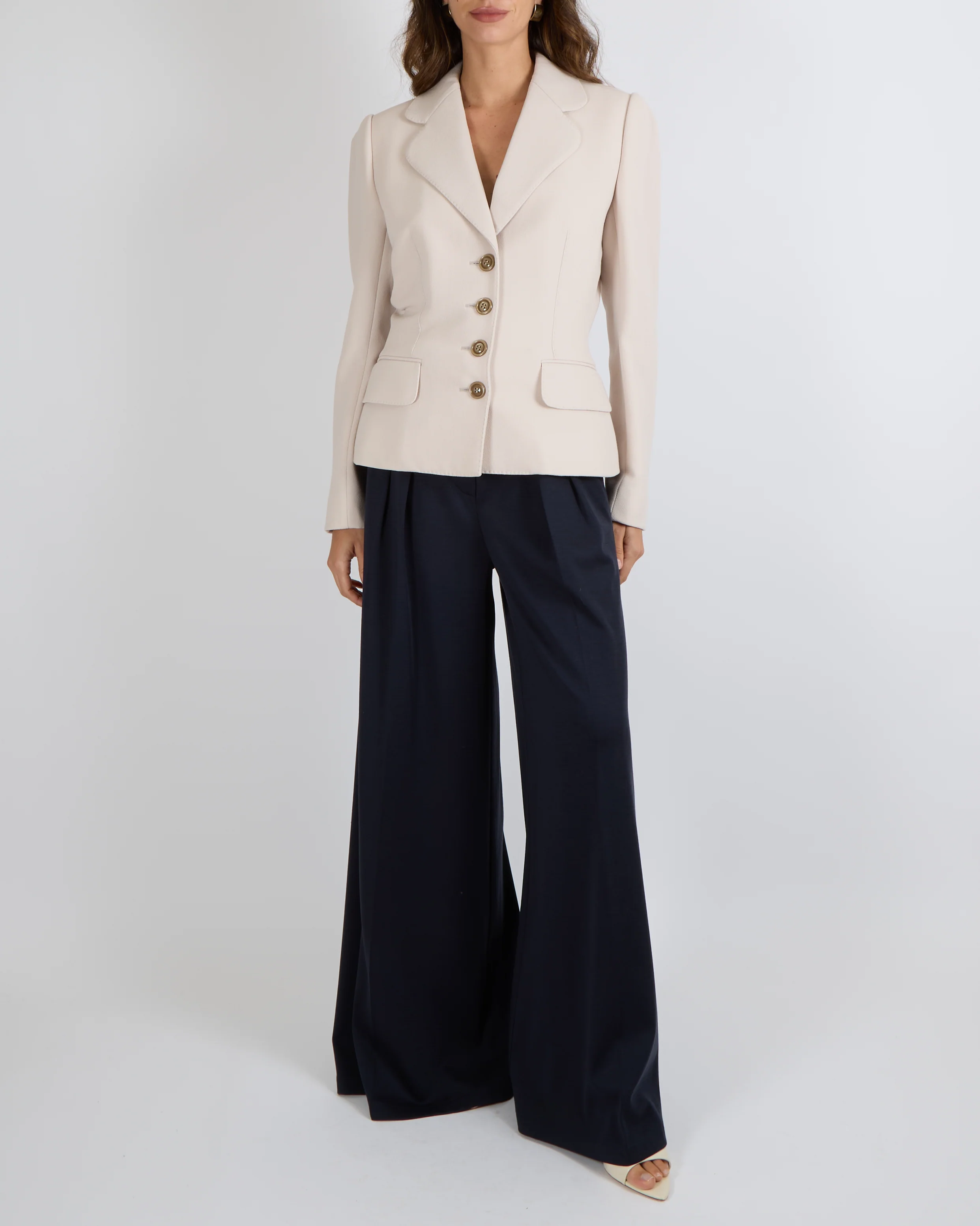 Dolce & Gabbana Blush Structured Blazer Jacket with Brown Buttons Size IT 42 (UK 10)