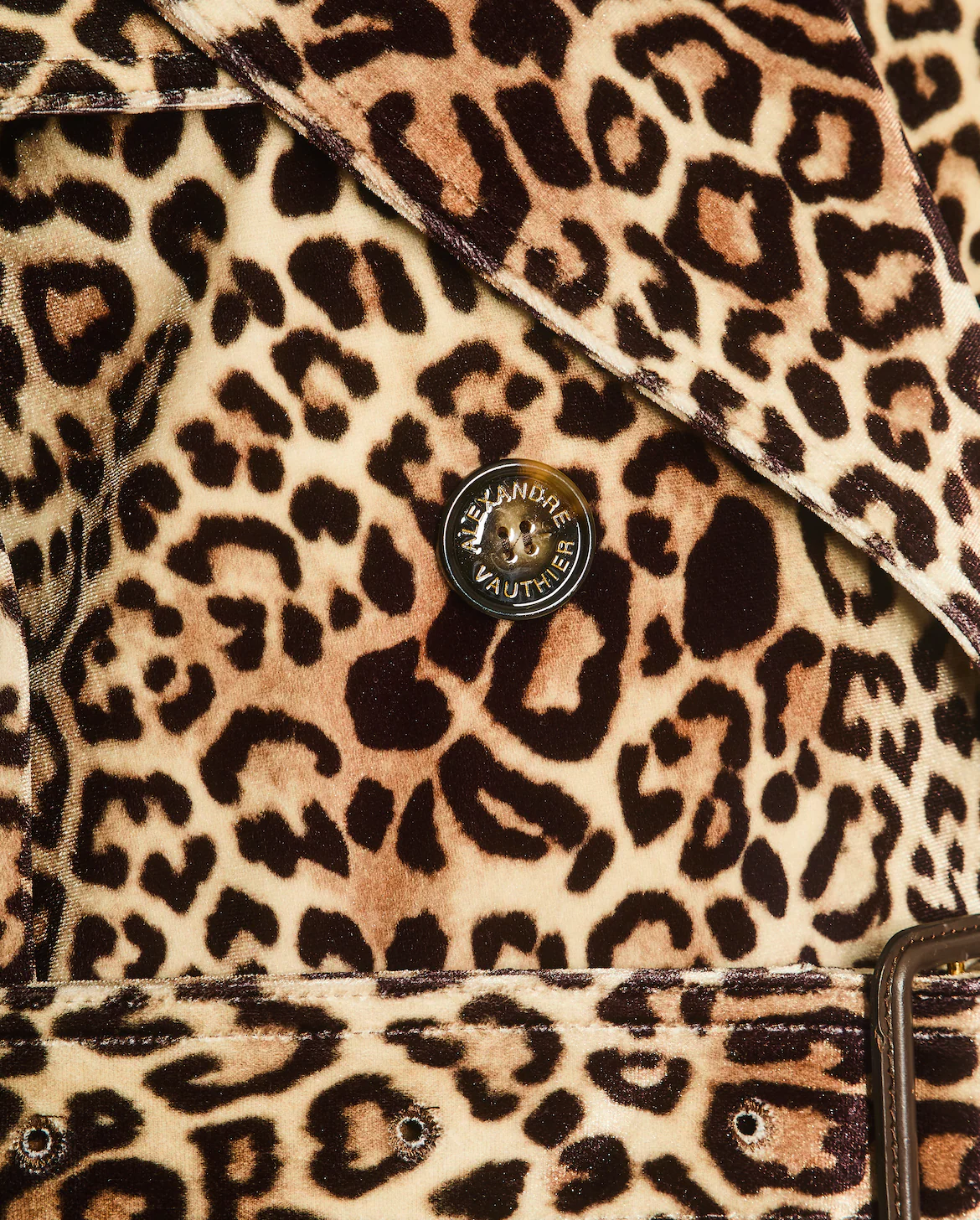 Alexandre Vauthier Brown Leopard Velvet Trench Coat with Button Detailing Size FR 36 (UK 8) - Image 6