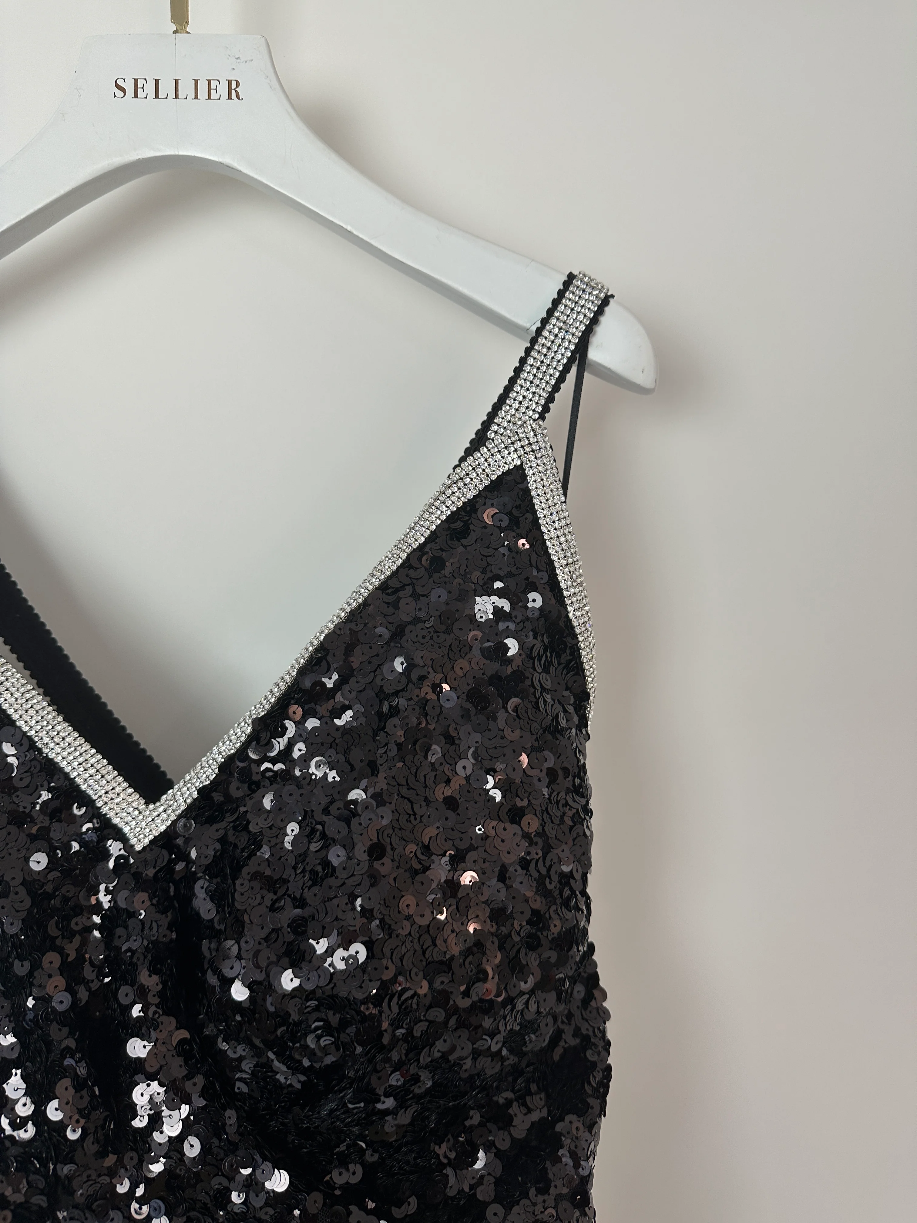 Dolce & Gabbana Exclusive Black Sequin Midi Dress with Embellished Strap Detail Size IT 48 (UK 16) - Image 12