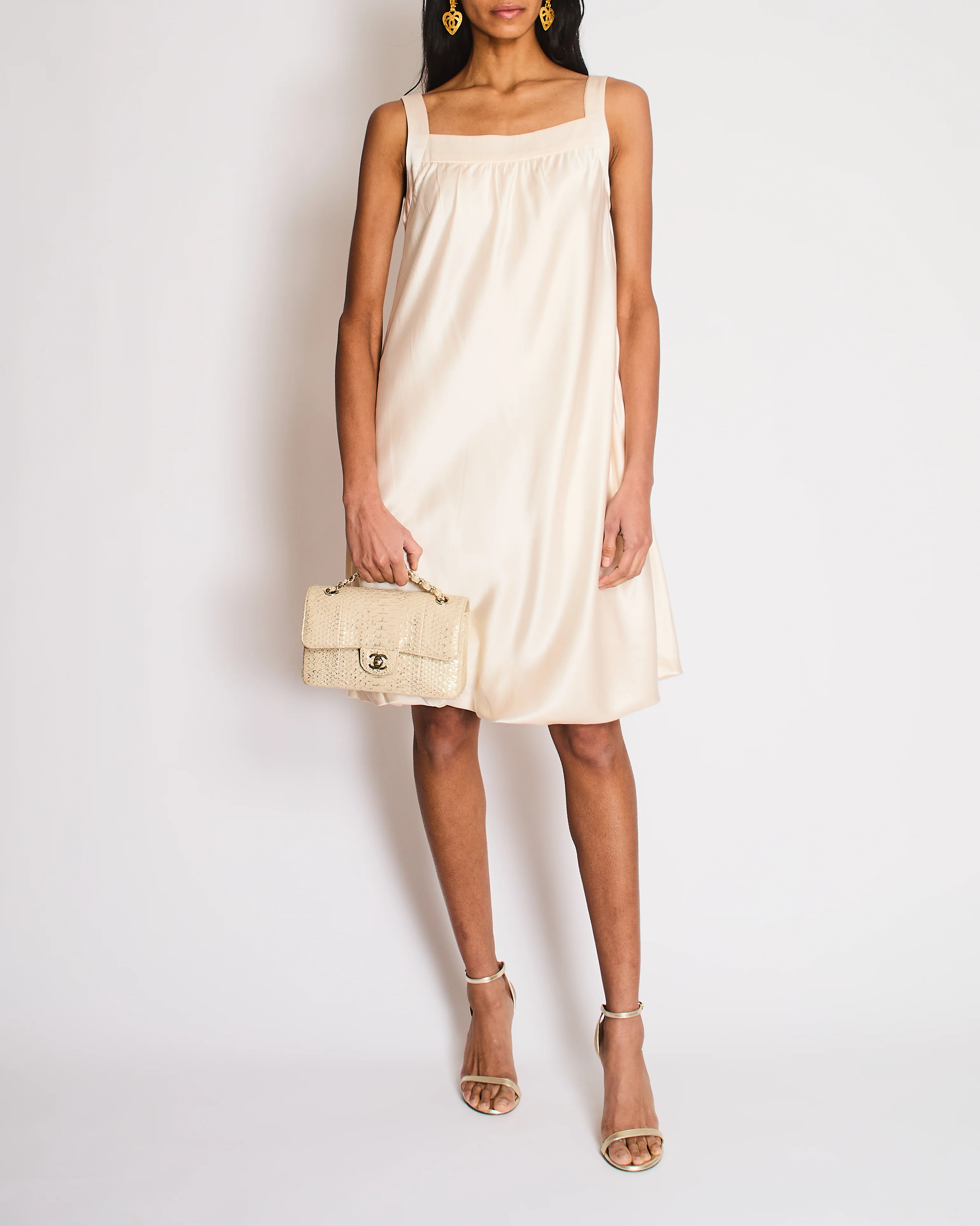 Dolce & Gabbana Ivory Silk Ballon Short Dress Size IT 40 (UK 8)