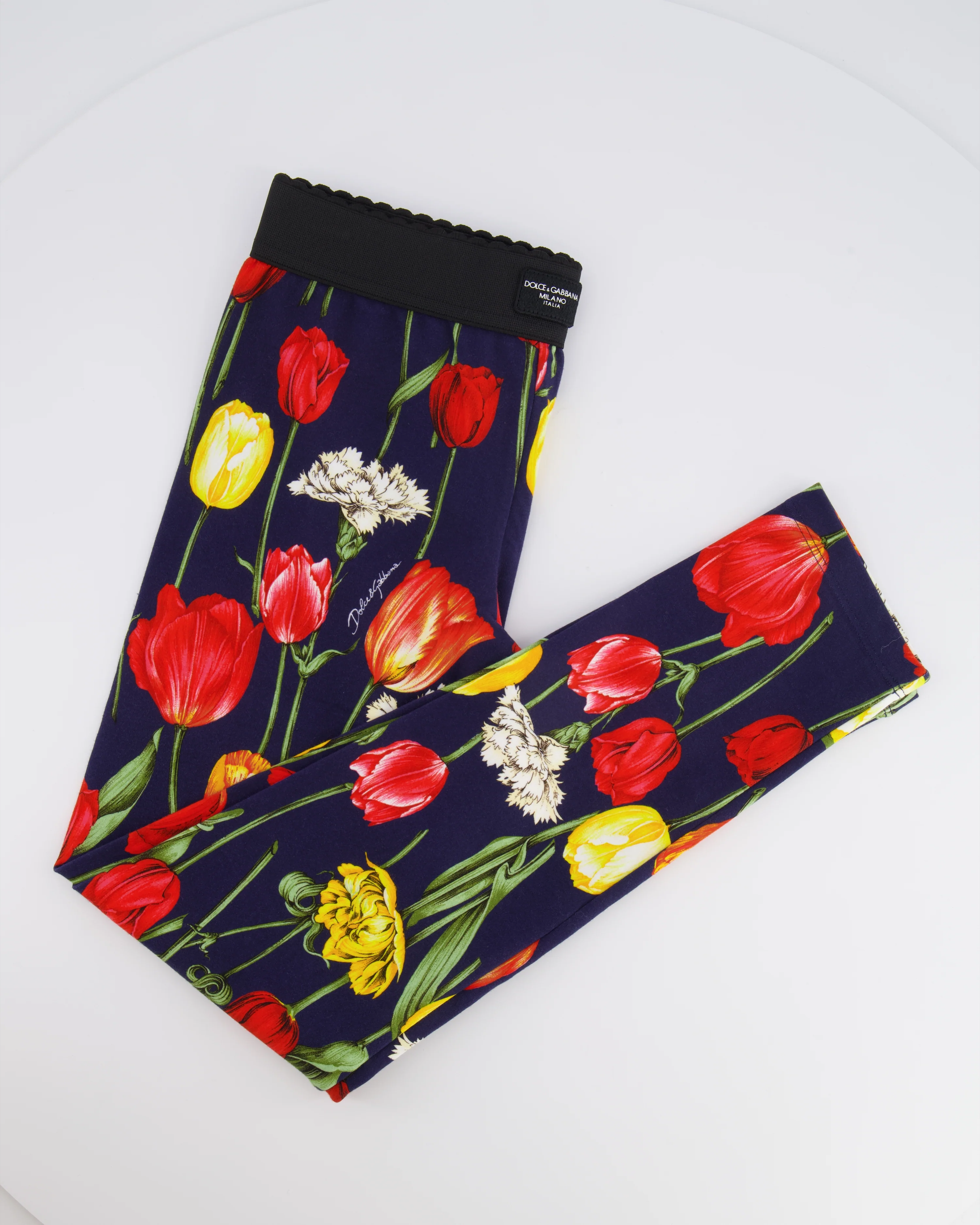 Dolce & Gabbana Kids Navy Floral Prints Tulipani Top and Leggings Set Size 9/10 years RRP £550 - Image 5