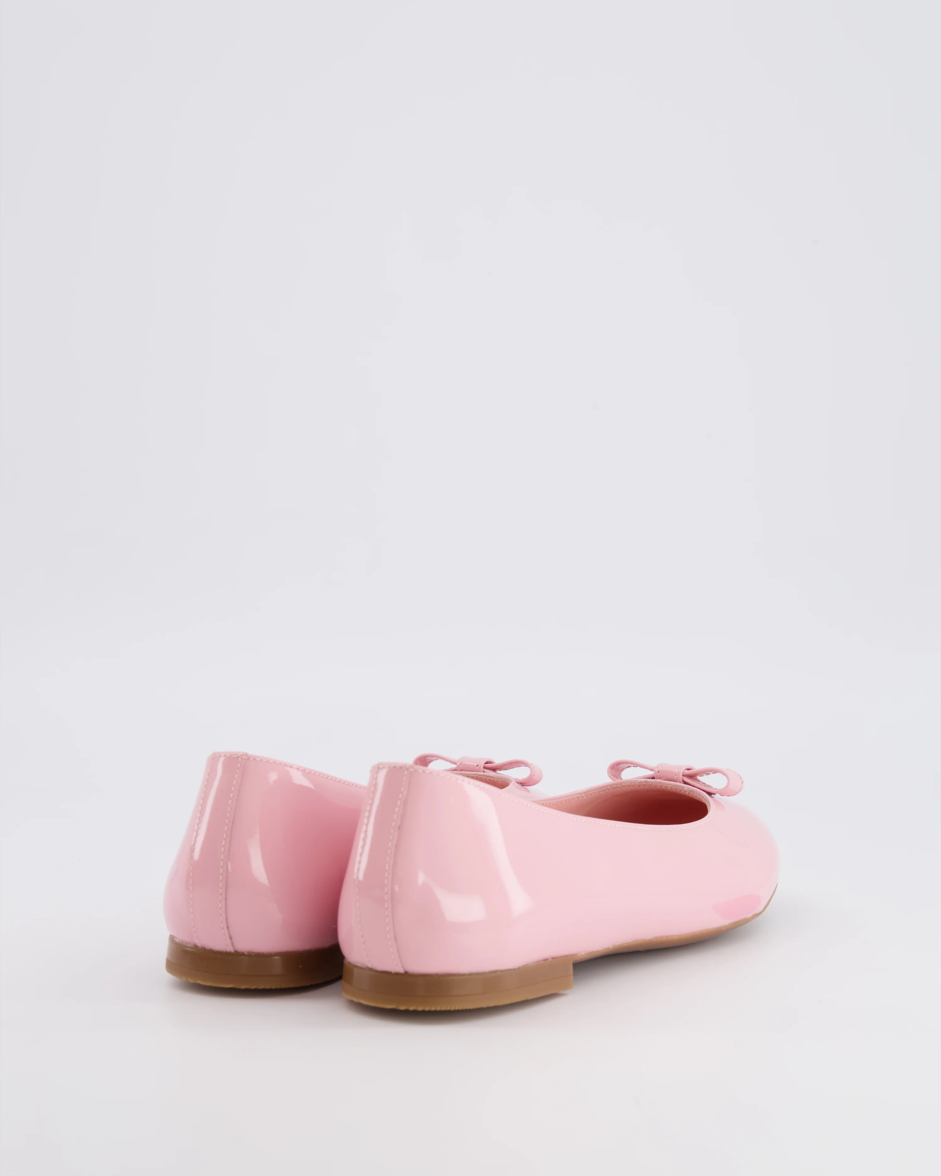 Dolce & Gabbana Kids Pink Patent Leather Ballet Flat Shoes with Gold Logo and Bow Size 34 RRP £315 - Image 3