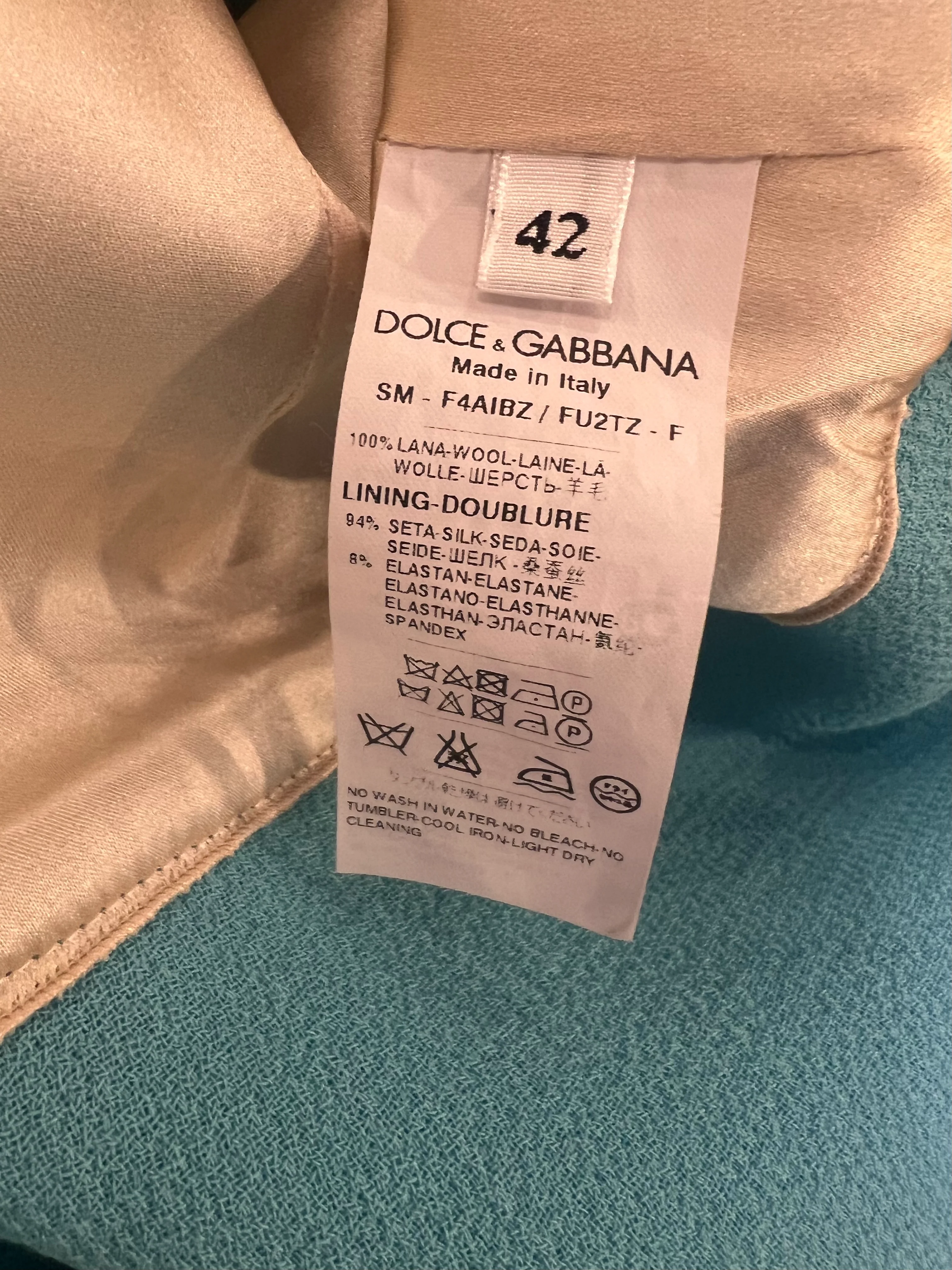 Dolce & Gabbana Light Blue Wool Pleated Mini Skirt with Crystal Embellished Buttons Size IT 42 (UK 10) - Image 12