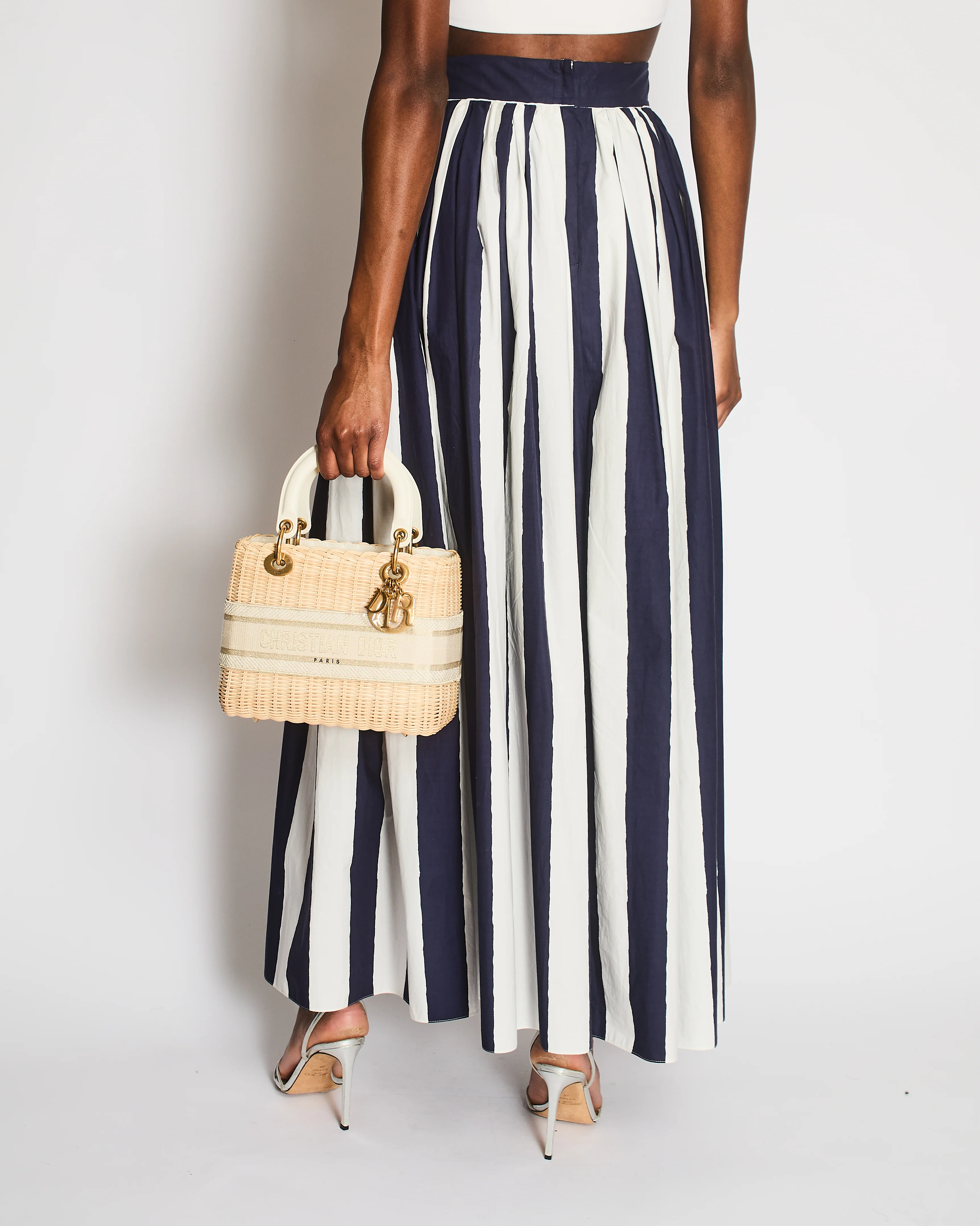 Dolce & Gabbana Navy and White Poplin Striped Maxi Skirt Size IT 46 (UK 14) RRP £1,100 - Image 2