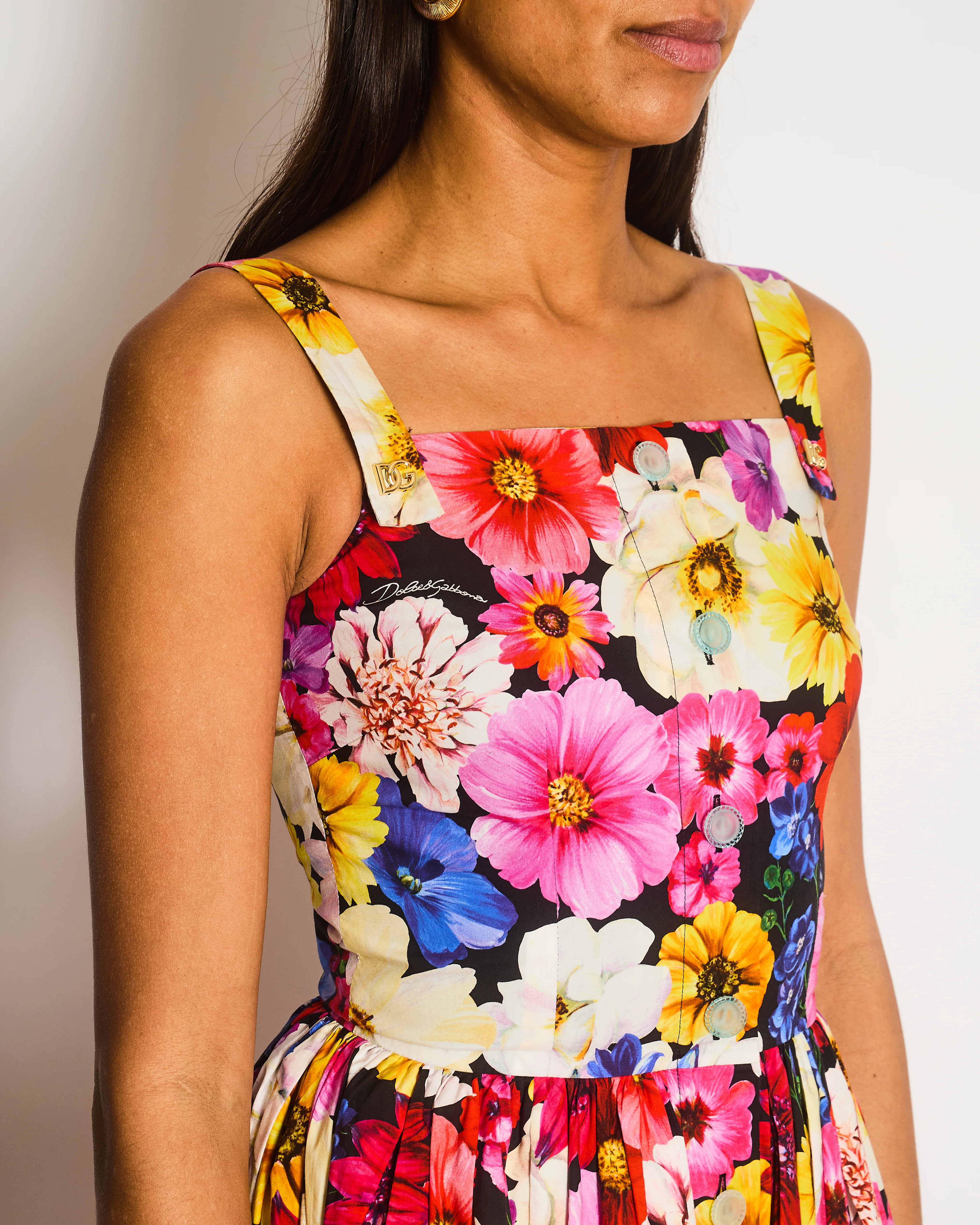 Dolce Gabbana Floral Poplin Midi Dress Size IT 38 (UK 6) - Image 4