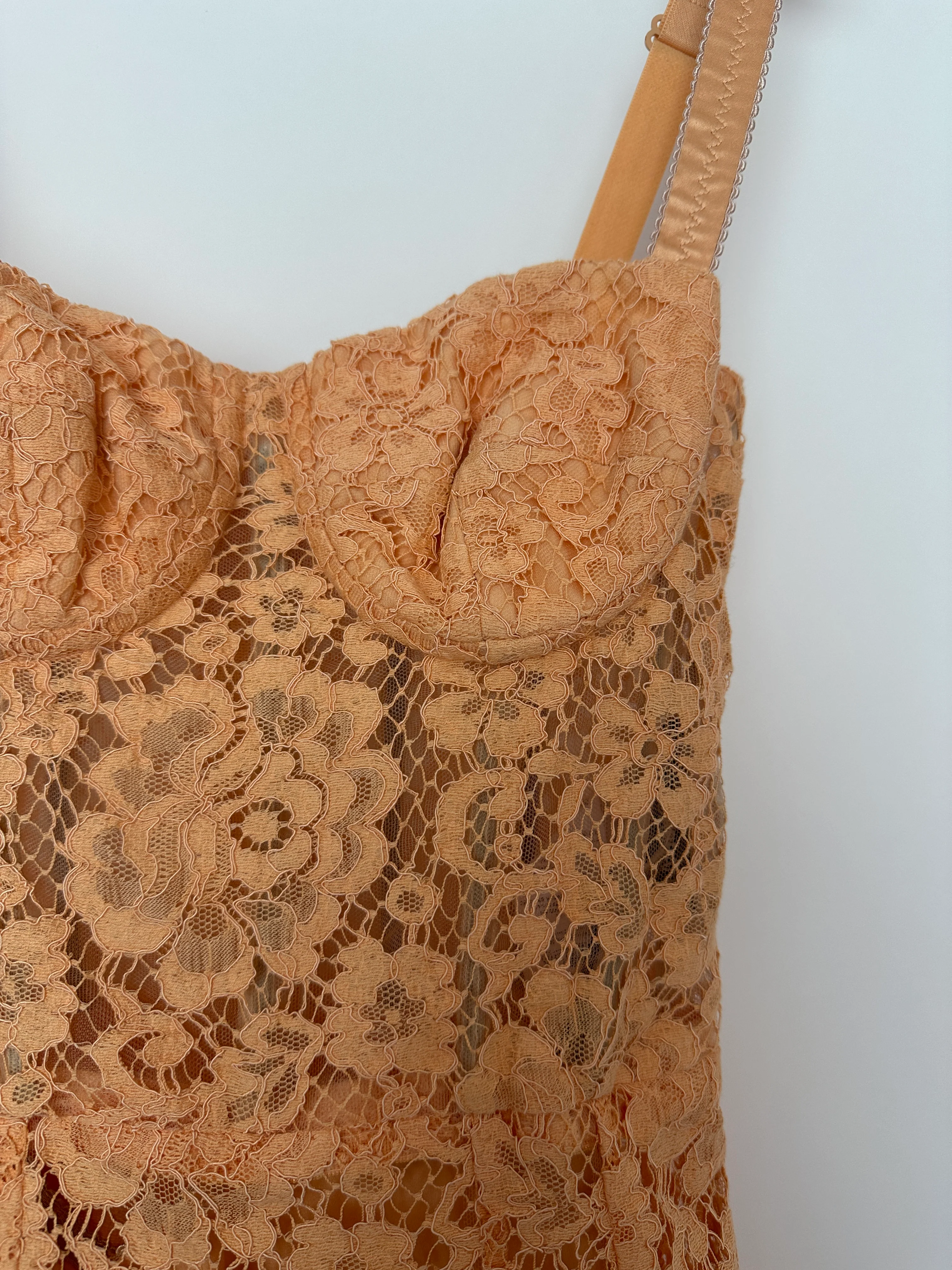 Dolce & Gabbana Peach Lace Corset Midi Dress Size IT 36 (UK 4) - Image 10