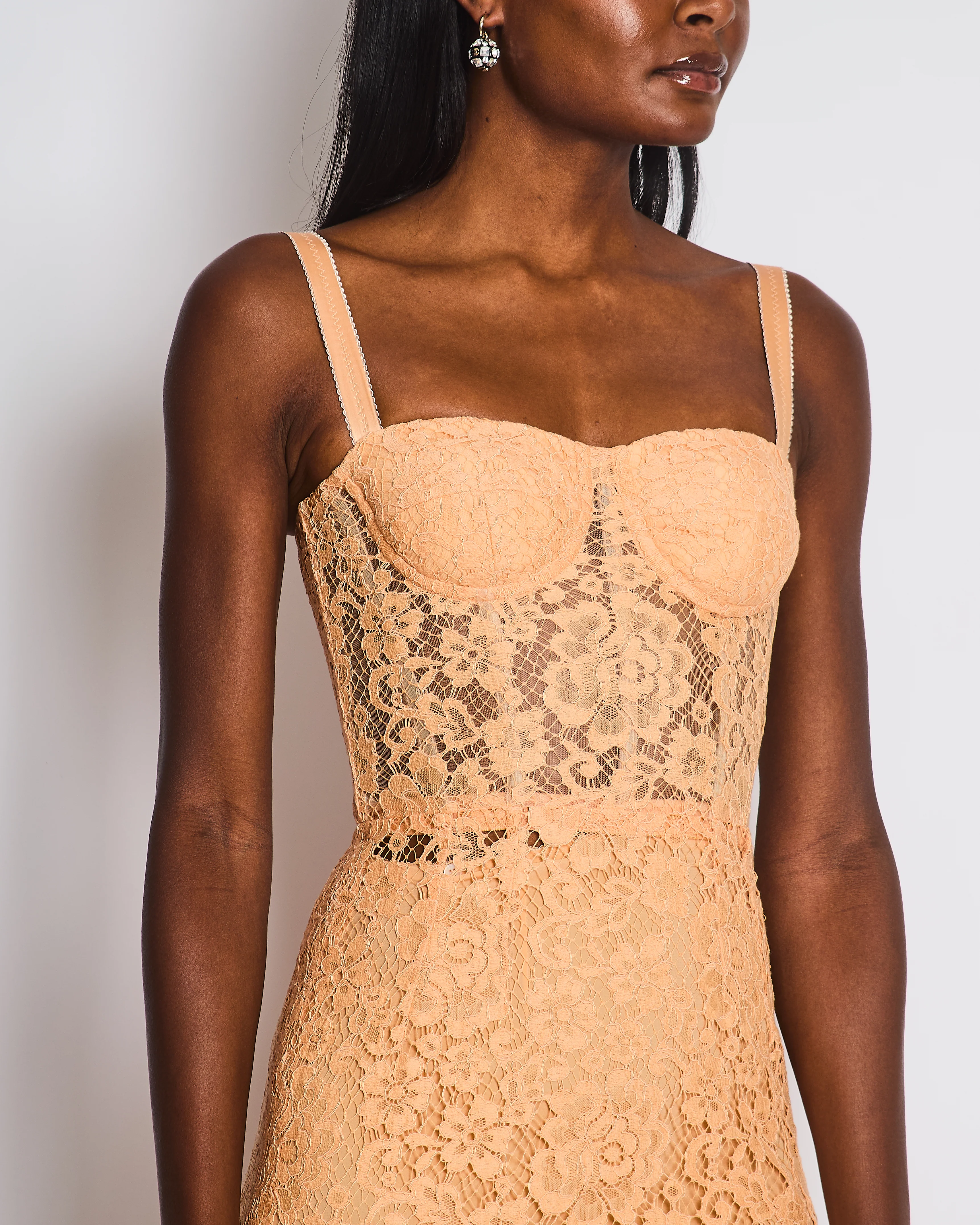 Dolce & Gabbana Peach Lace Corset Midi Dress Size IT 36 (UK 4) - Image 4