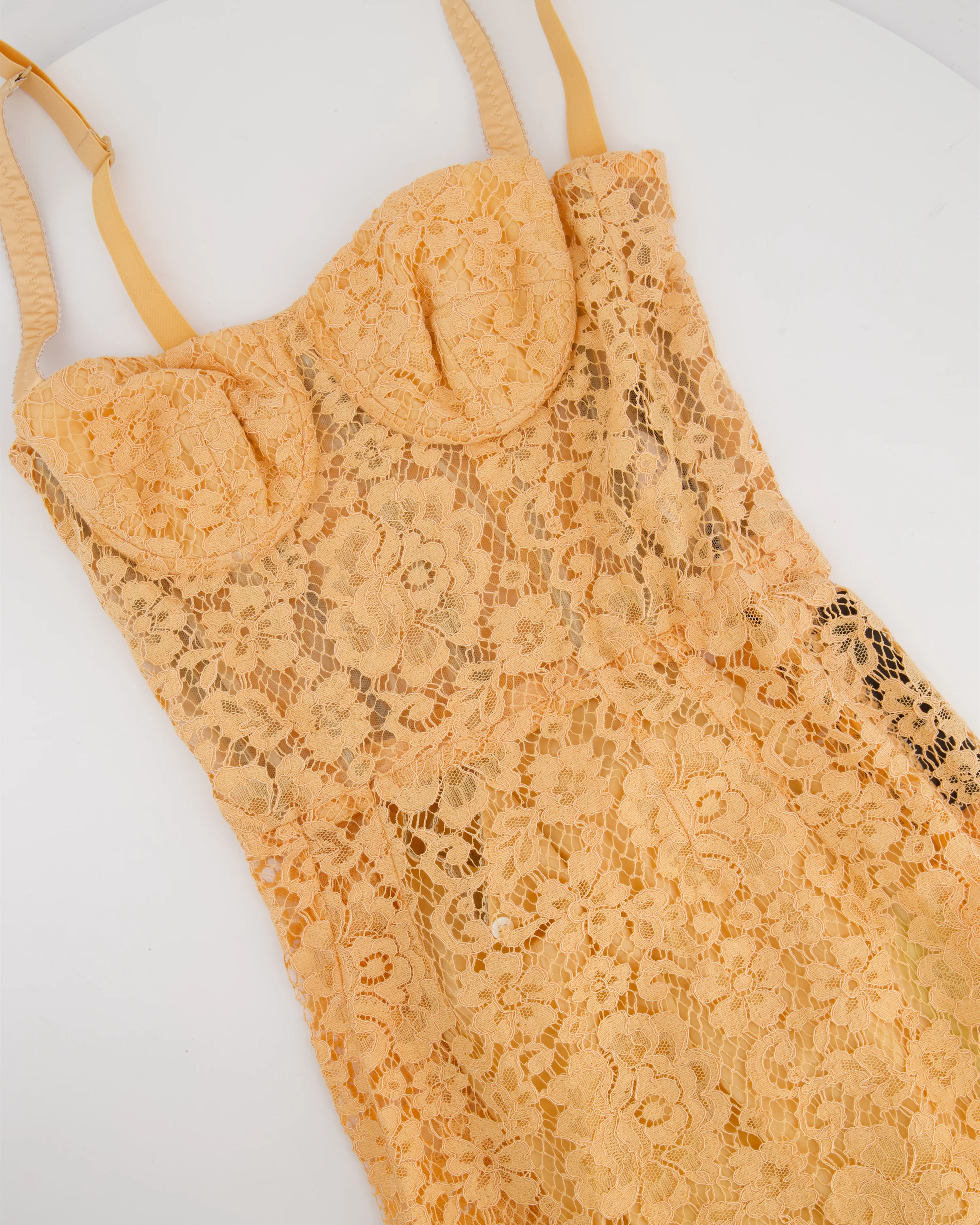 Dolce & Gabbana Peach Lace Corset Midi Dress Size IT 36 (UK 4) - Image 5