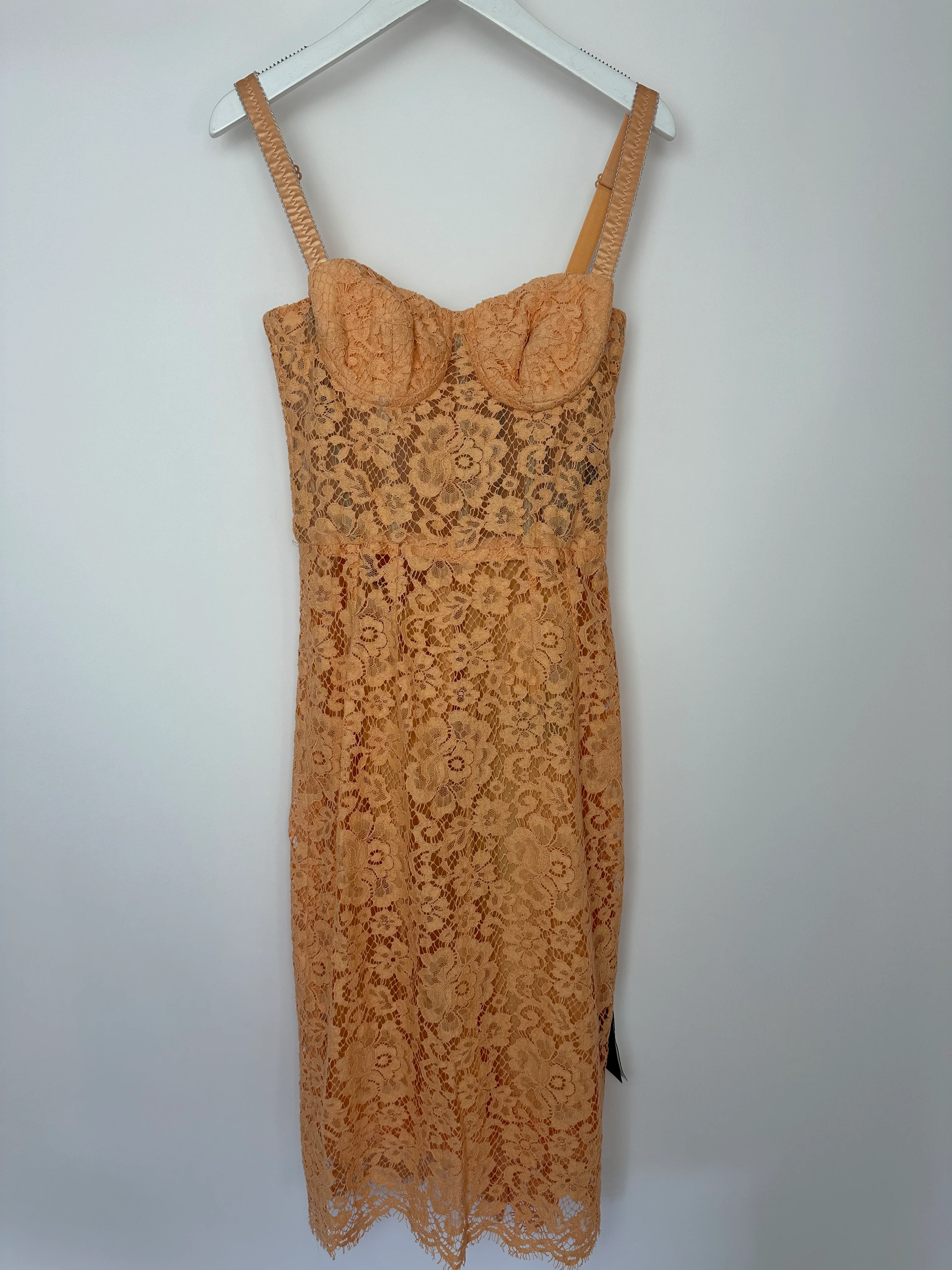 Dolce & Gabbana Peach Lace Corset Midi Dress Size IT 36 (UK 4) - Image 8