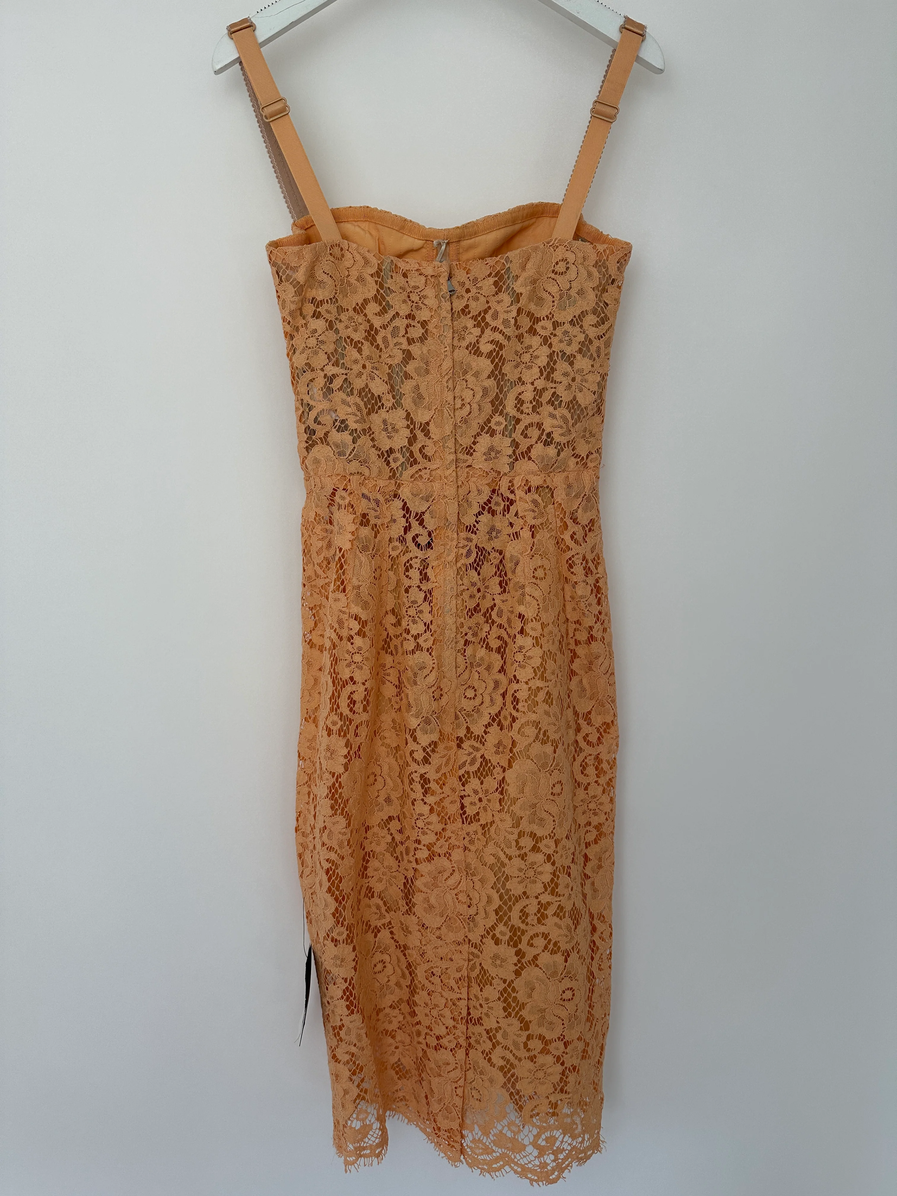 Dolce & Gabbana Peach Lace Corset Midi Dress Size IT 36 (UK 4) - Image 9