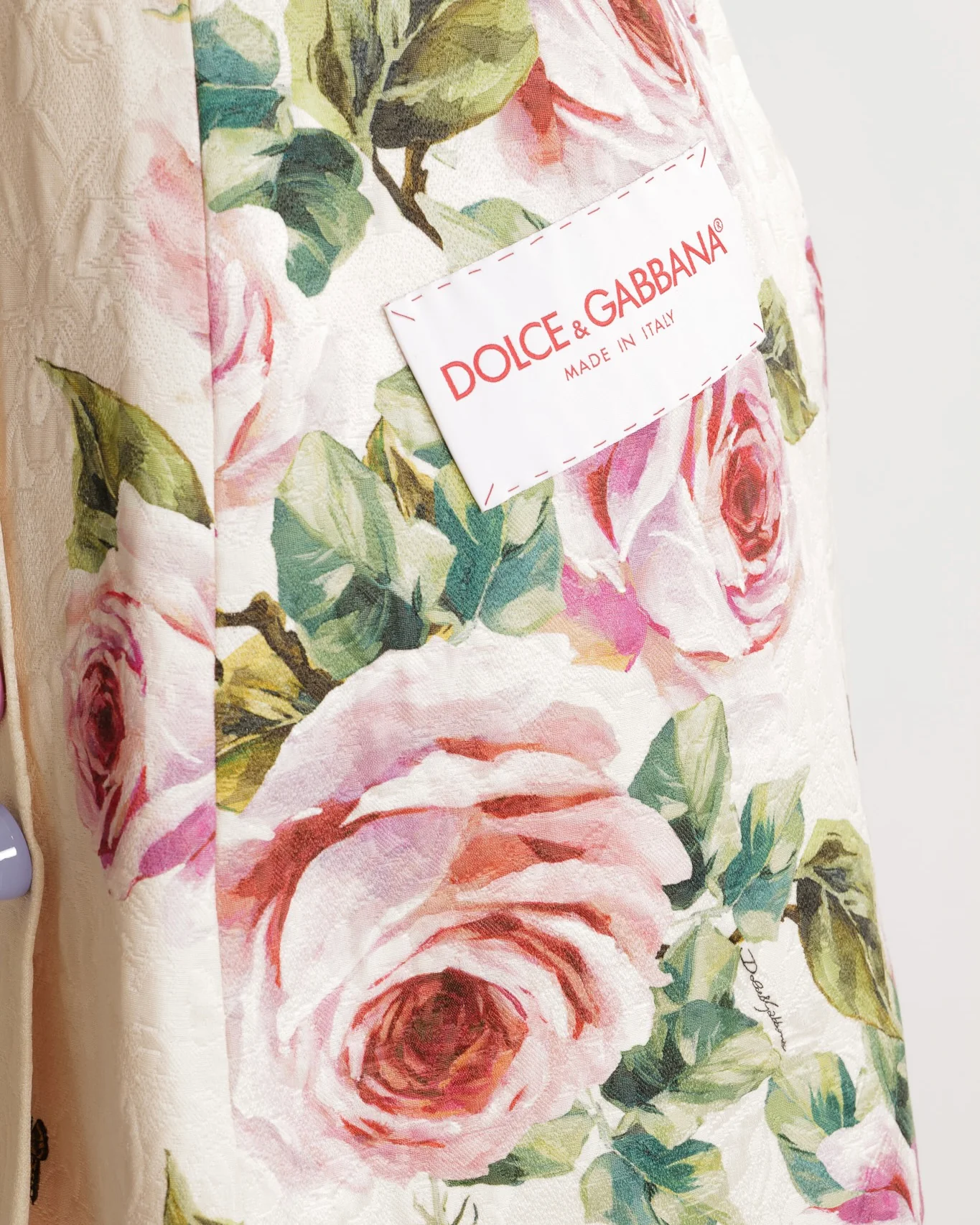 Dolce & Gabbana Pink Floral Mini Skirt with Large Button Details and Back Logo Size IT 40 (UK 8) RRP £800 - Image 2
