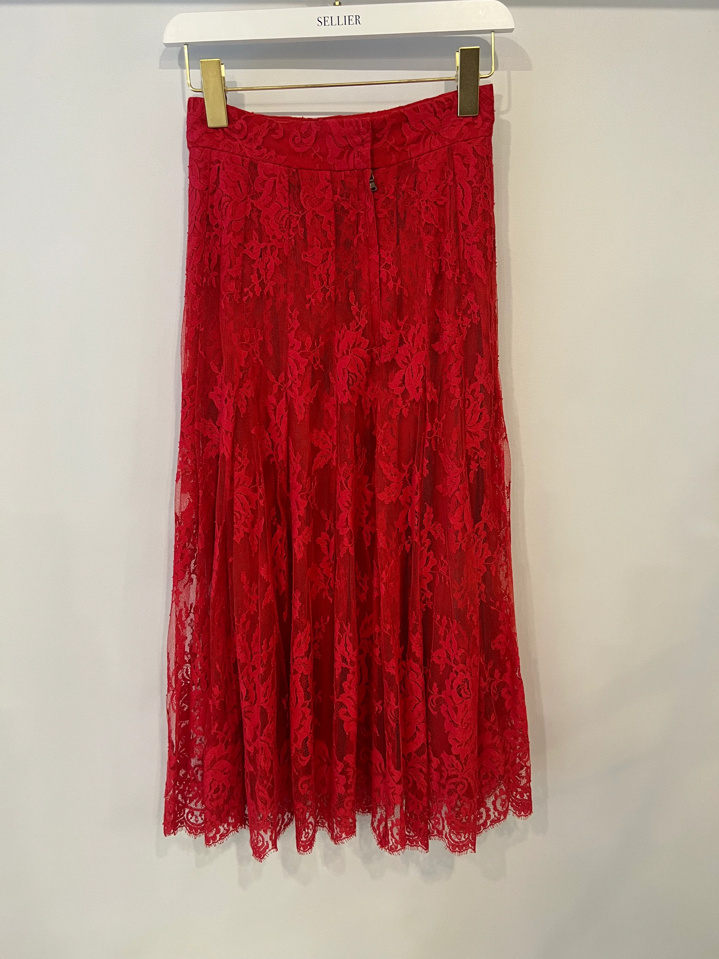 Dolce & Gabbana Red Lace Maxi Skirt Size IT 36 (UK 4) - Image 5