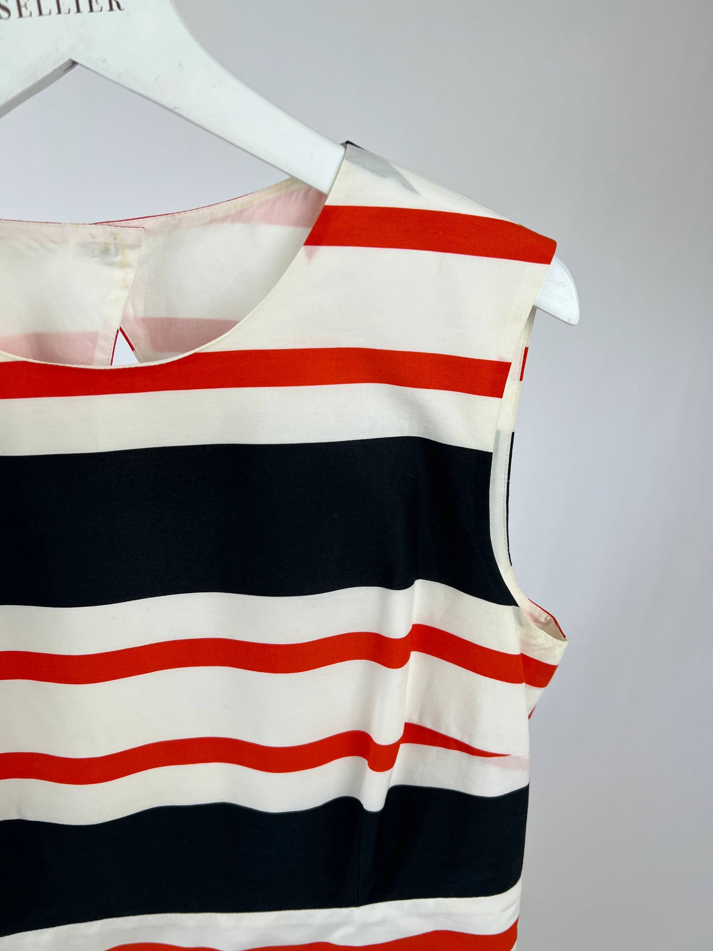 Dolce & Gabbana Red Striped Print Halter Neck Pleated Midi Dress IT 44 (UK 12) - Image 12