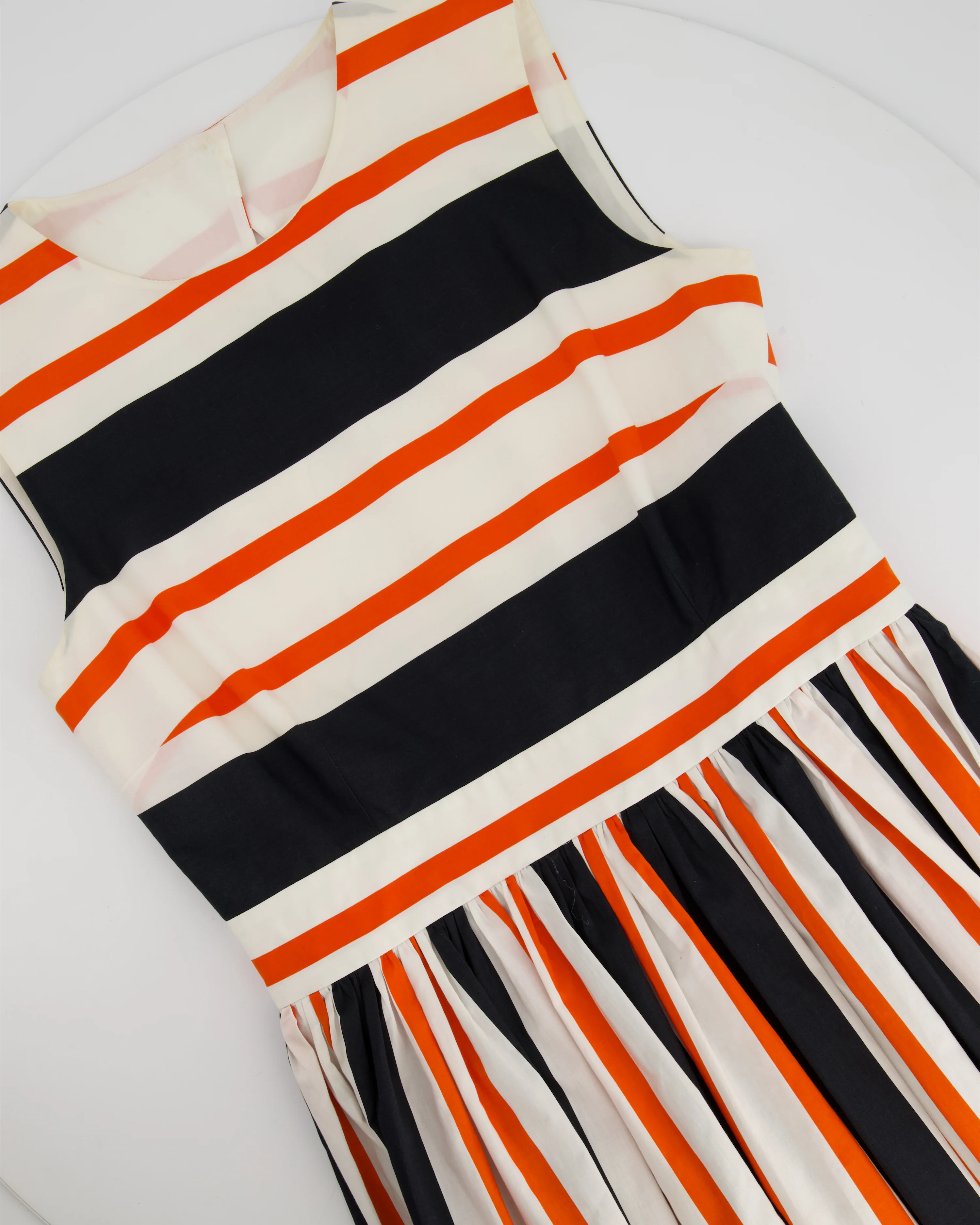 Dolce & Gabbana Red Striped Print Halter Neck Pleated Midi Dress IT 44 (UK 12) - Image 8