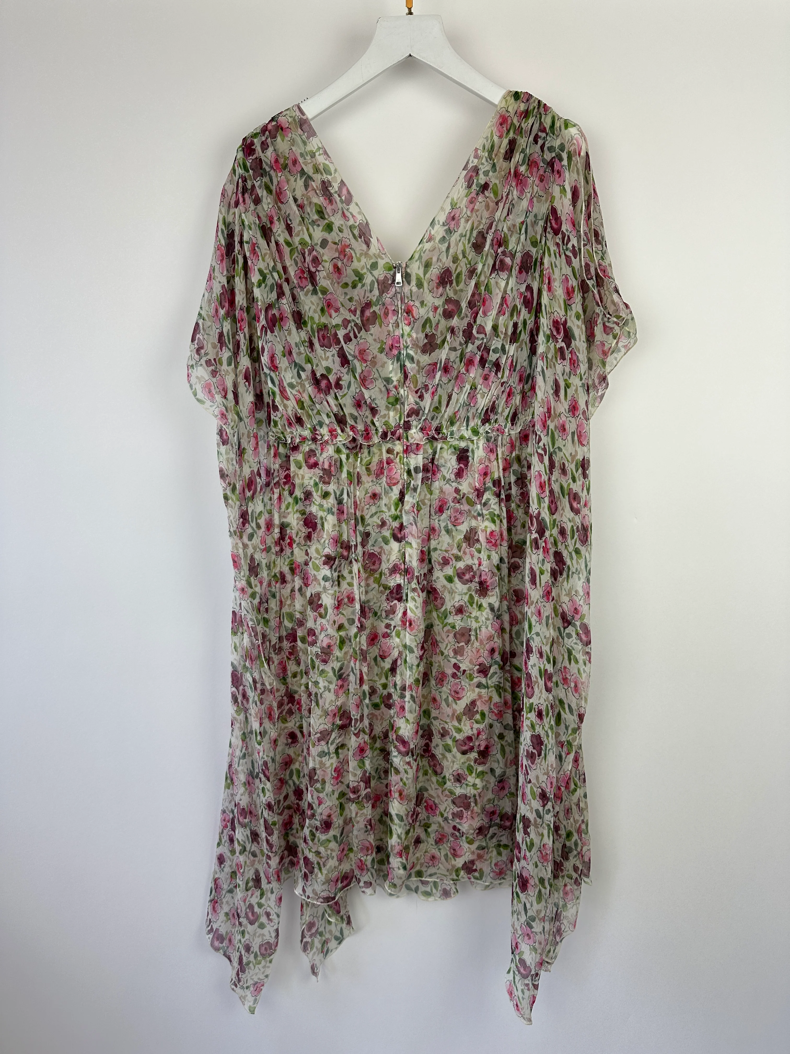 Dolce & Gabbana Silk Flowing Sleeveless Dress with Floral Print Details Size IT 40 (UK 8) - Image 10
