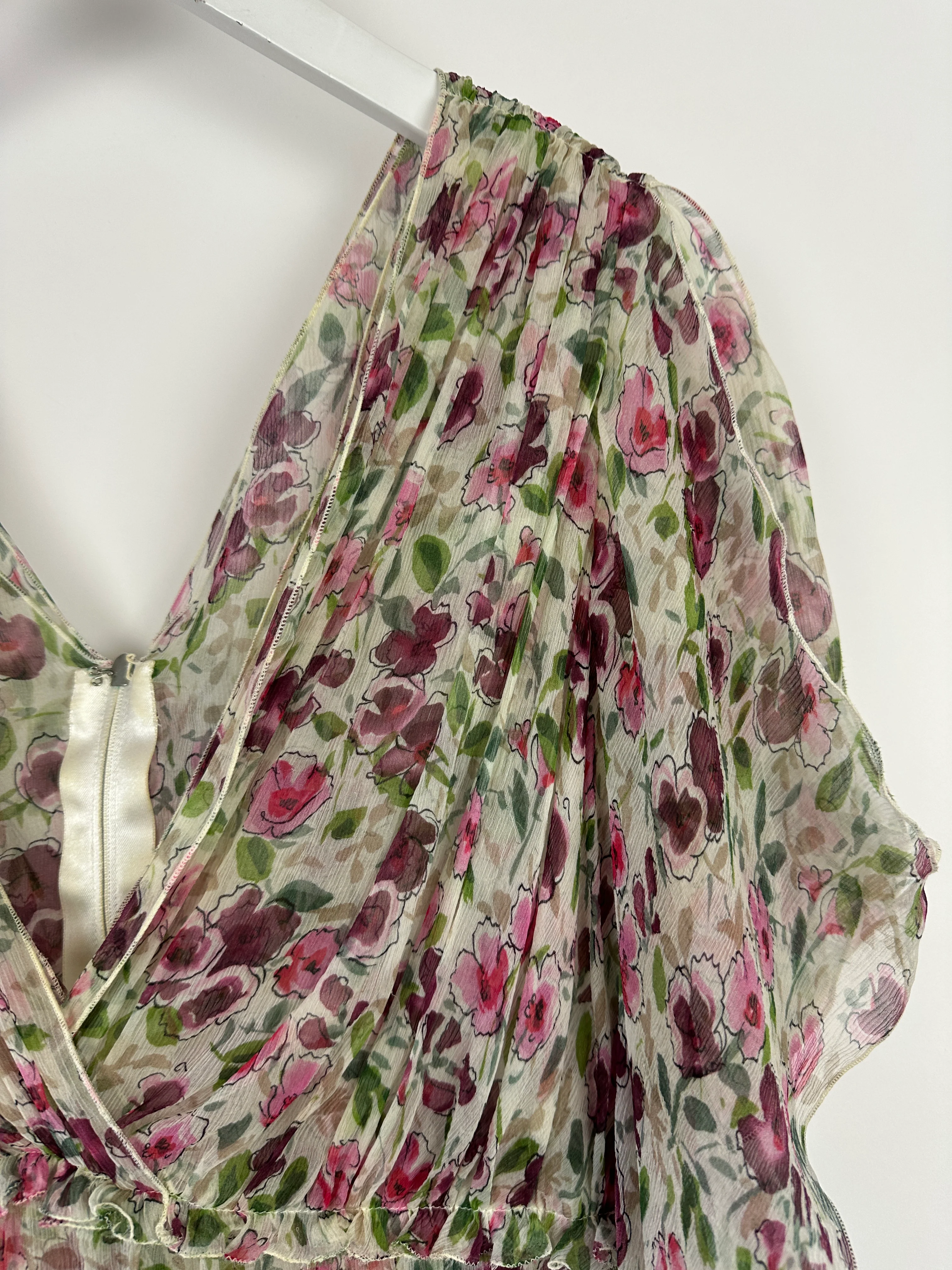 Dolce & Gabbana Silk Flowing Sleeveless Dress with Floral Print Details Size IT 40 (UK 8) - Image 11