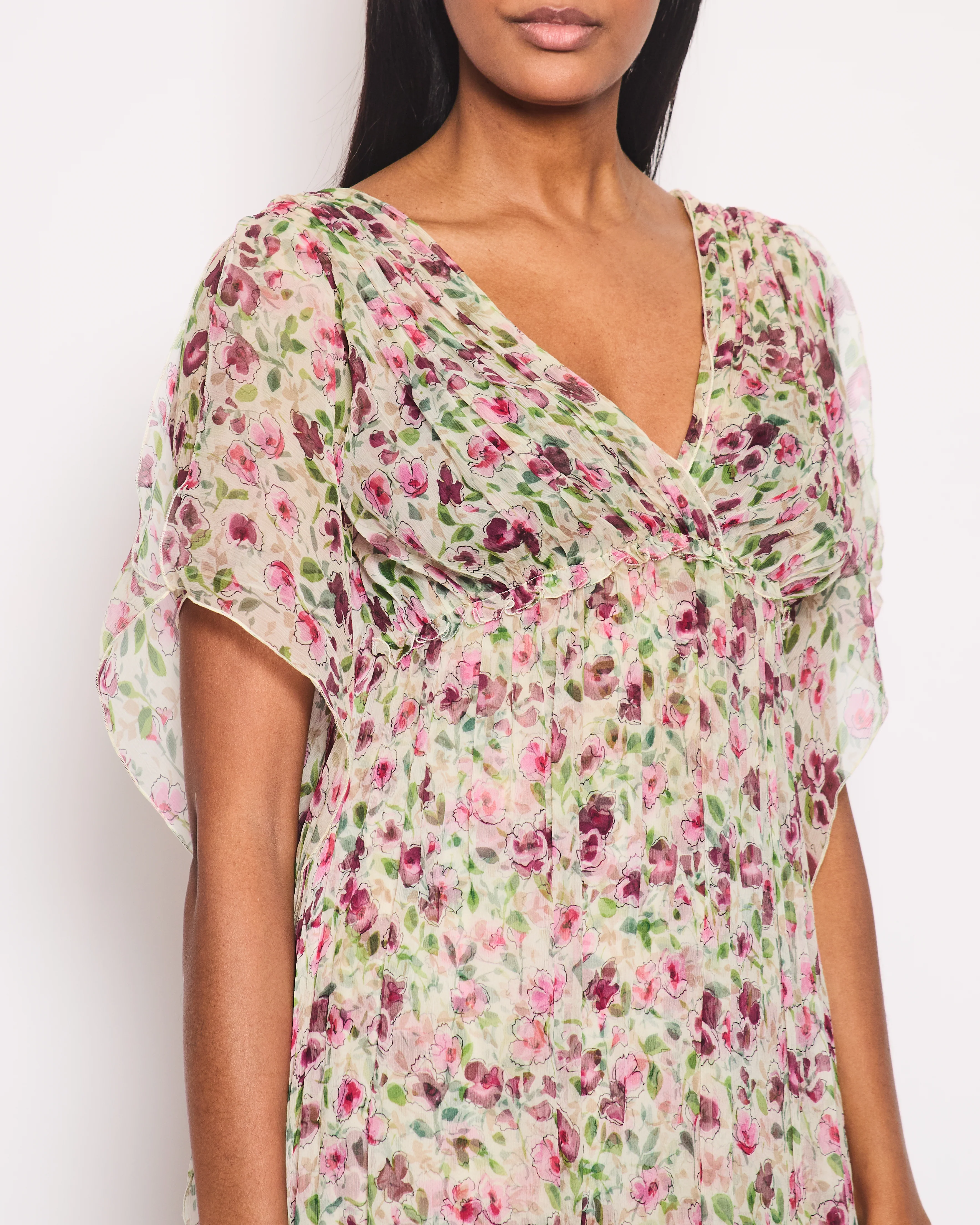 Dolce & Gabbana Silk Flowing Sleeveless Dress with Floral Print Details Size IT 40 (UK 8) - Image 3