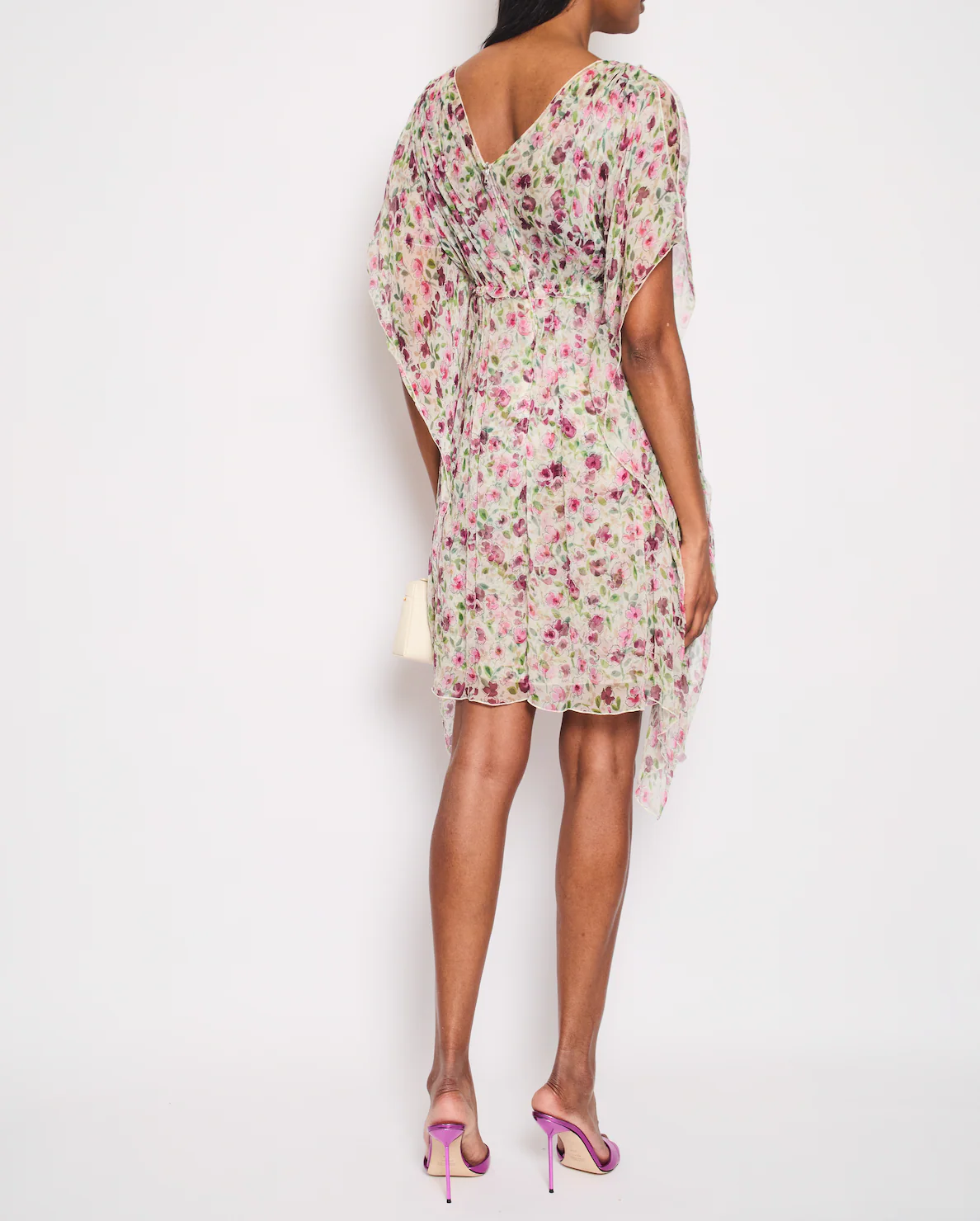Dolce & Gabbana Silk Flowing Sleeveless Dress with Floral Print Details Size IT 40 (UK 8) - Image 5