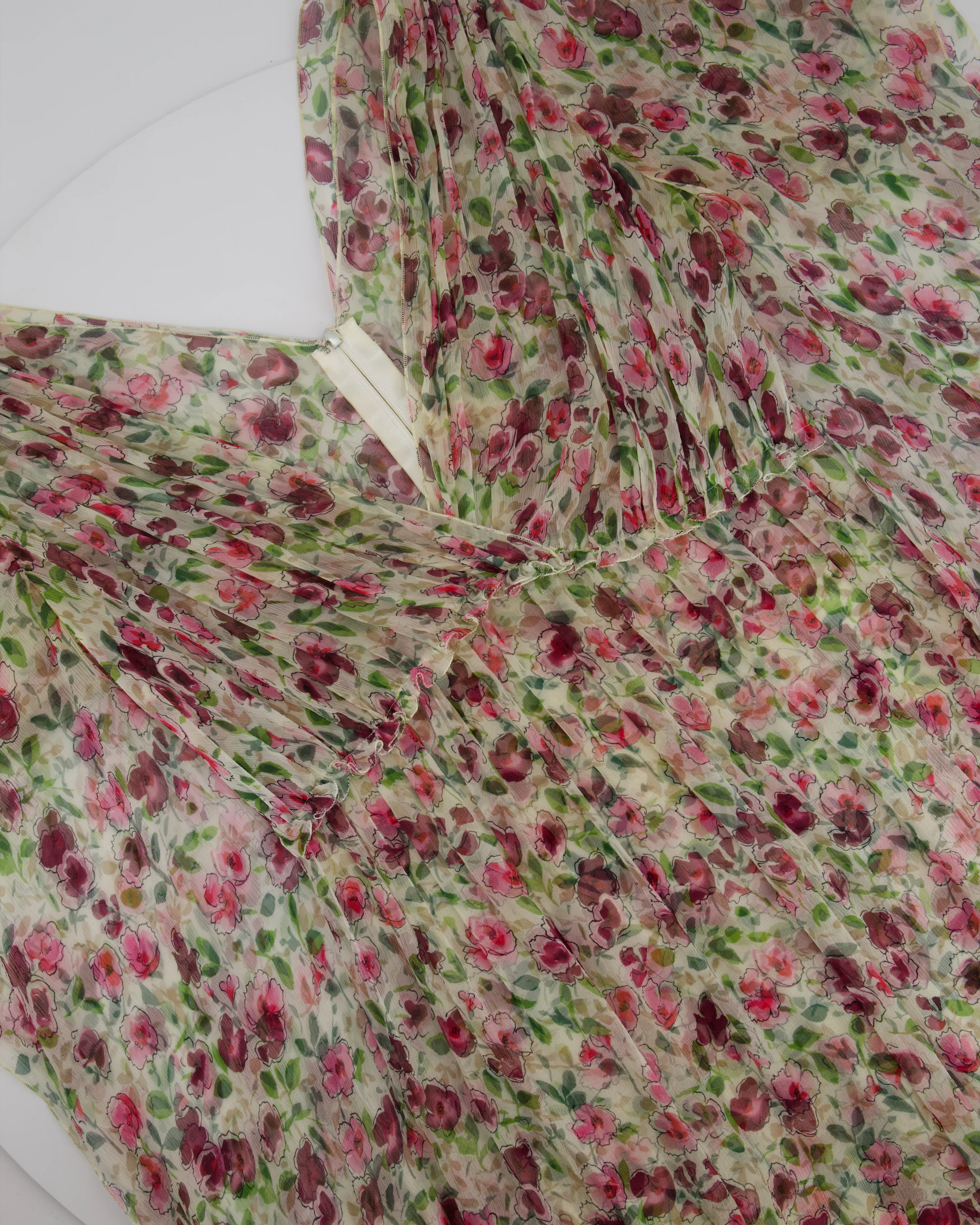 Dolce & Gabbana Silk Flowing Sleeveless Dress with Floral Print Details Size IT 40 (UK 8) - Image 6