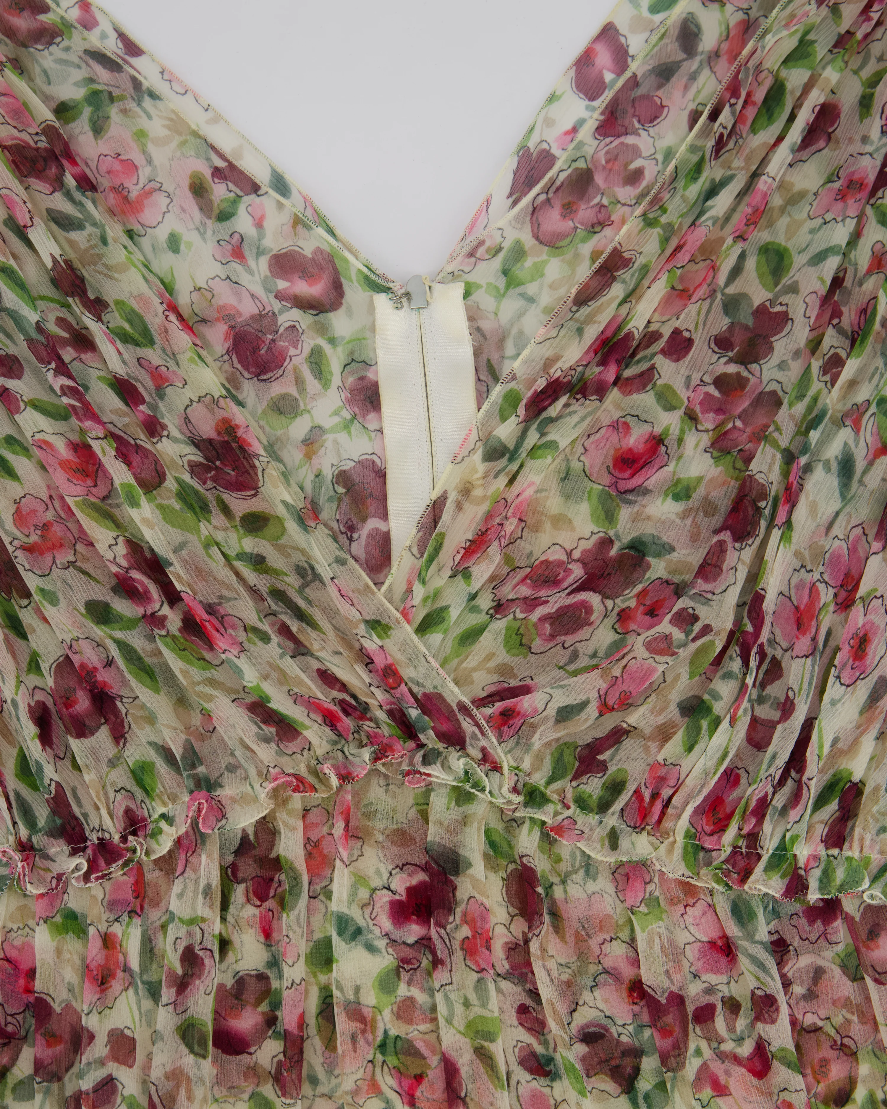 Dolce & Gabbana Silk Flowing Sleeveless Dress with Floral Print Details Size IT 40 (UK 8) - Image 8