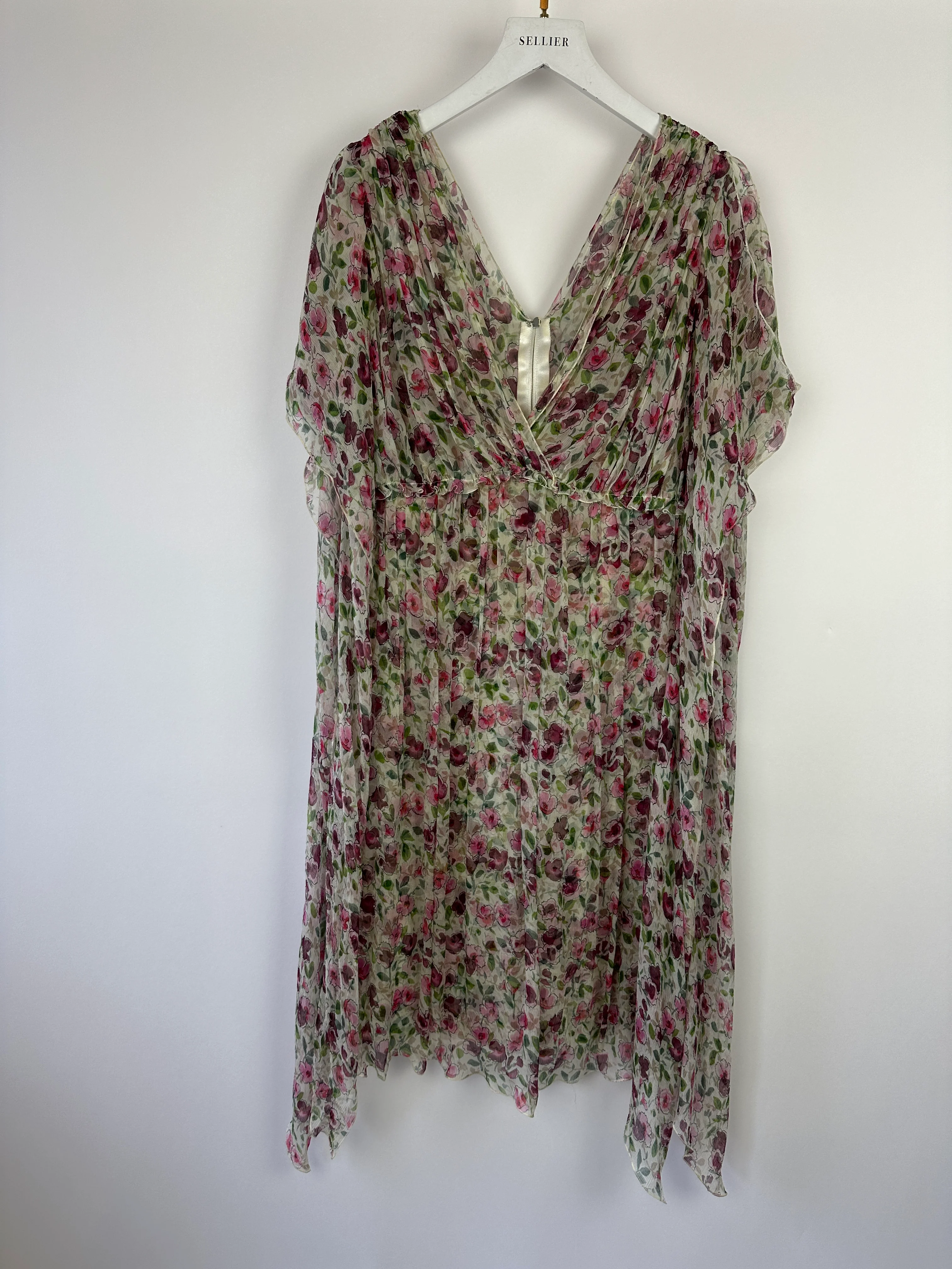 Dolce & Gabbana Silk Flowing Sleeveless Dress with Floral Print Details Size IT 40 (UK 8) - Image 9