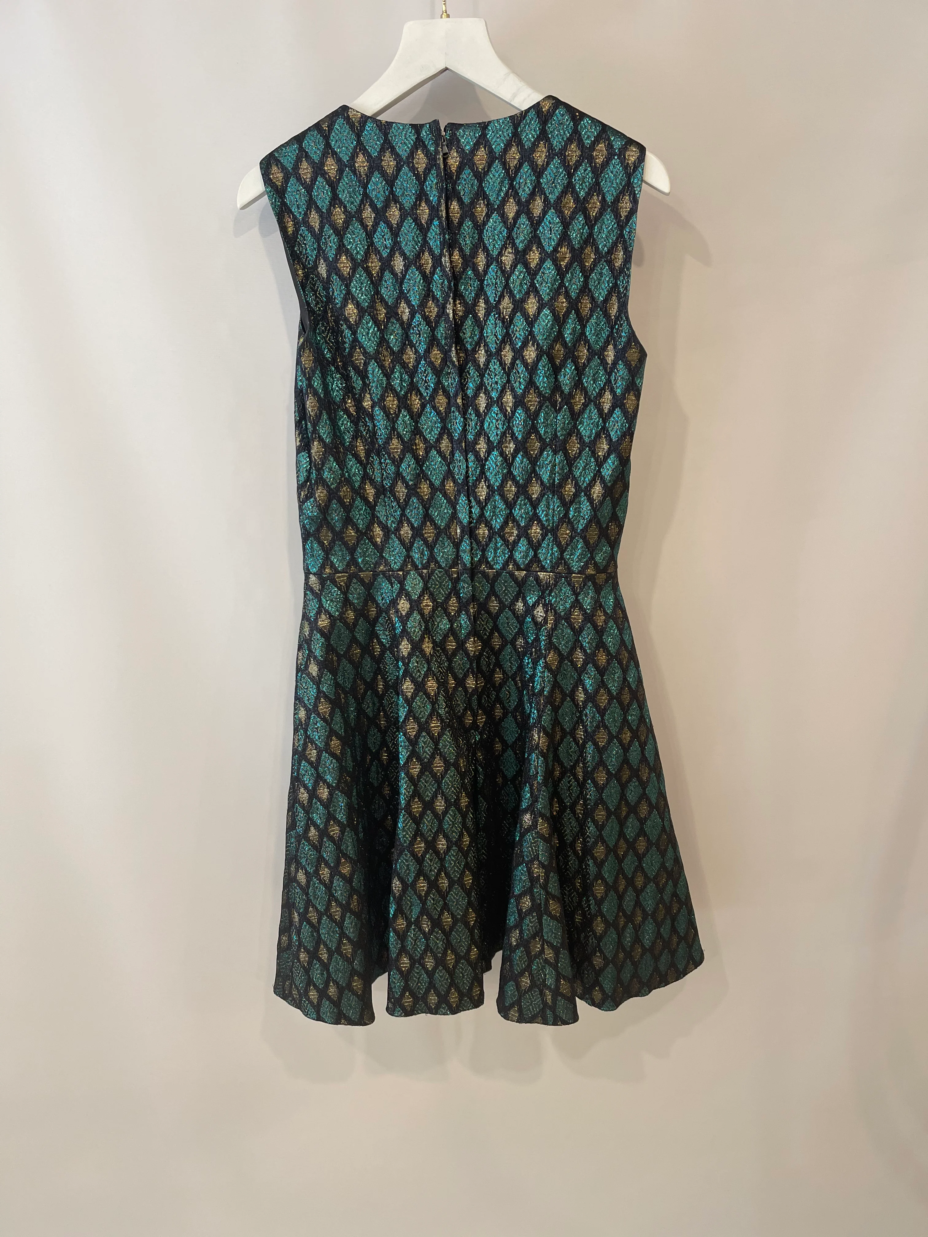 Dolce & Gabbana Turquoise Metallic and Gold Jacquard Mini Dress Size IT 38 (UK 6) - Image 11