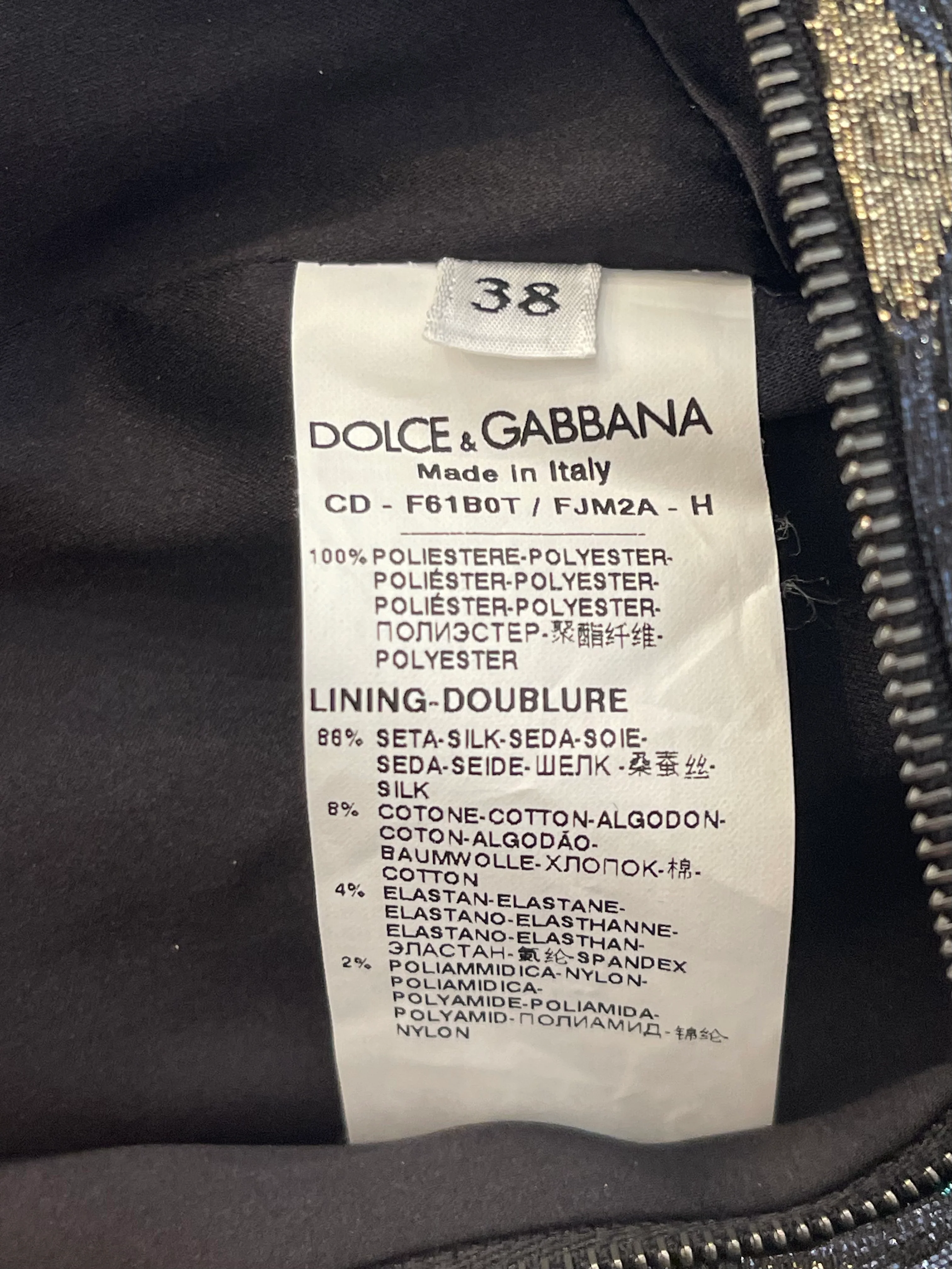 Dolce & Gabbana Turquoise Metallic and Gold Jacquard Mini Dress Size IT 38 (UK 6) - Image 13