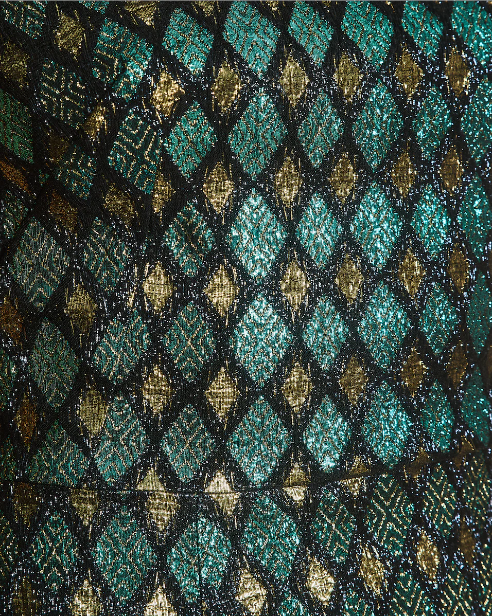 Dolce & Gabbana Turquoise Metallic and Gold Jacquard Mini Dress Size IT 38 (UK 6) - Image 5