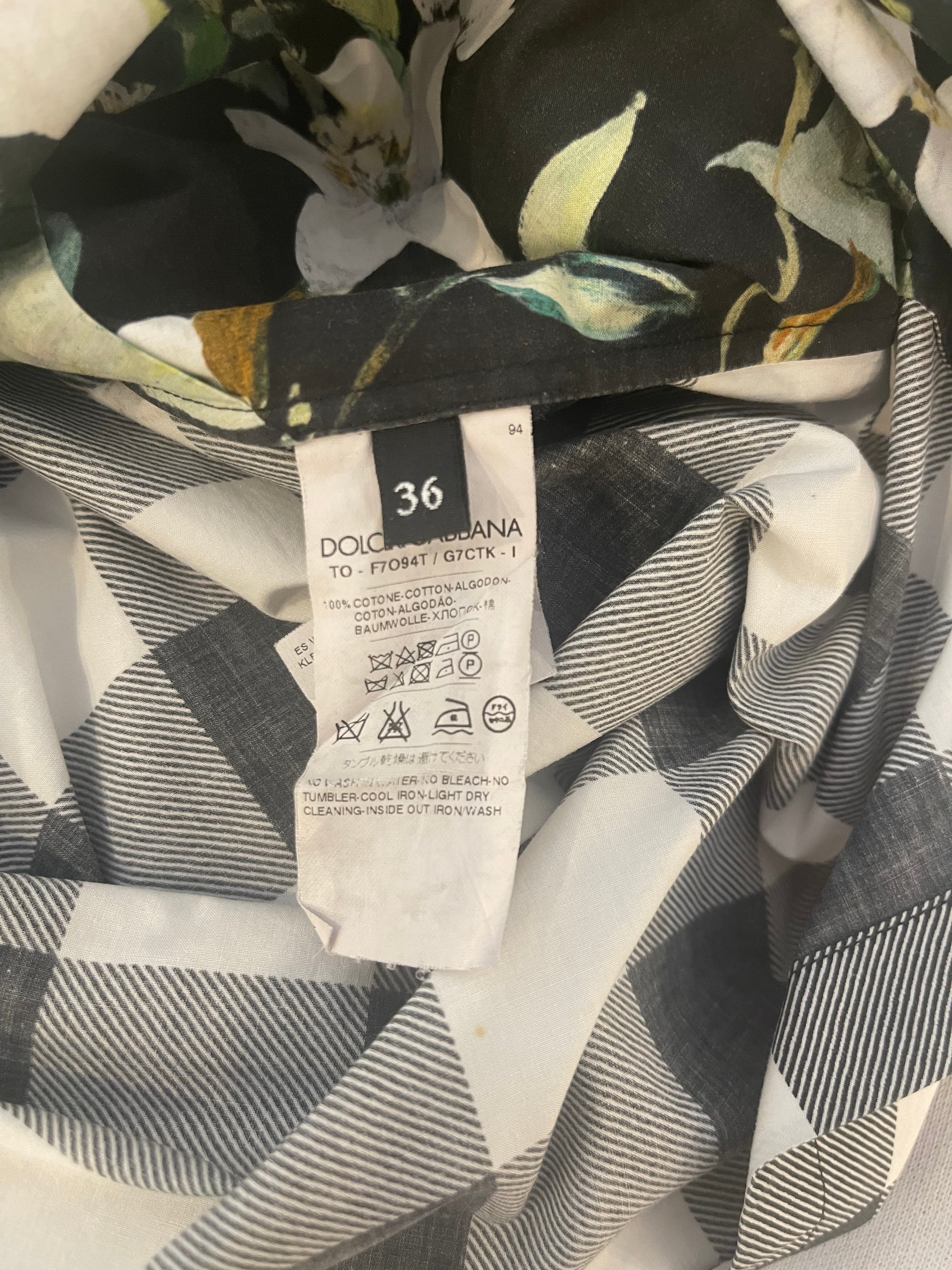 Dolce Gabbana Black and White Print Floral Top Size IT 36 (UK 4) - Image 9