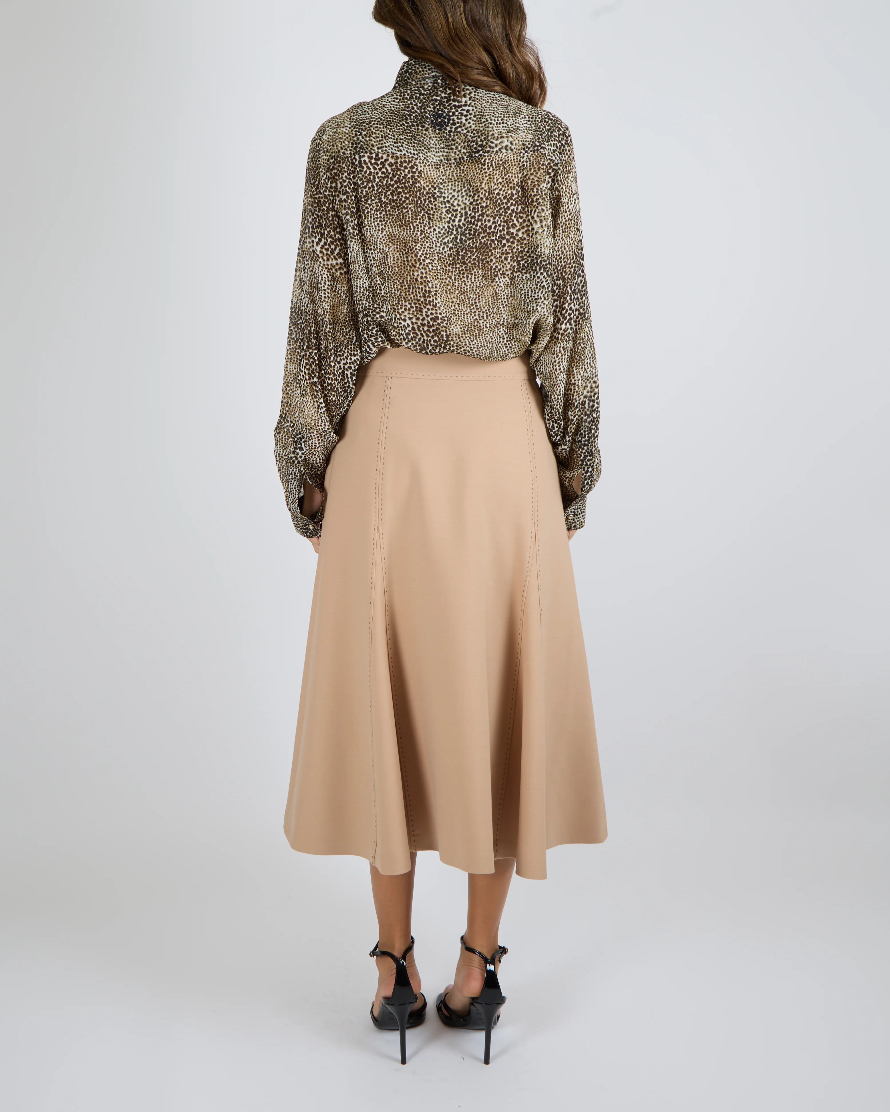 Elie Saab Brown Leopard Print Sheer Blouse with Neck Ribbon Detail Size FR 42 (UK 14) - Image 4