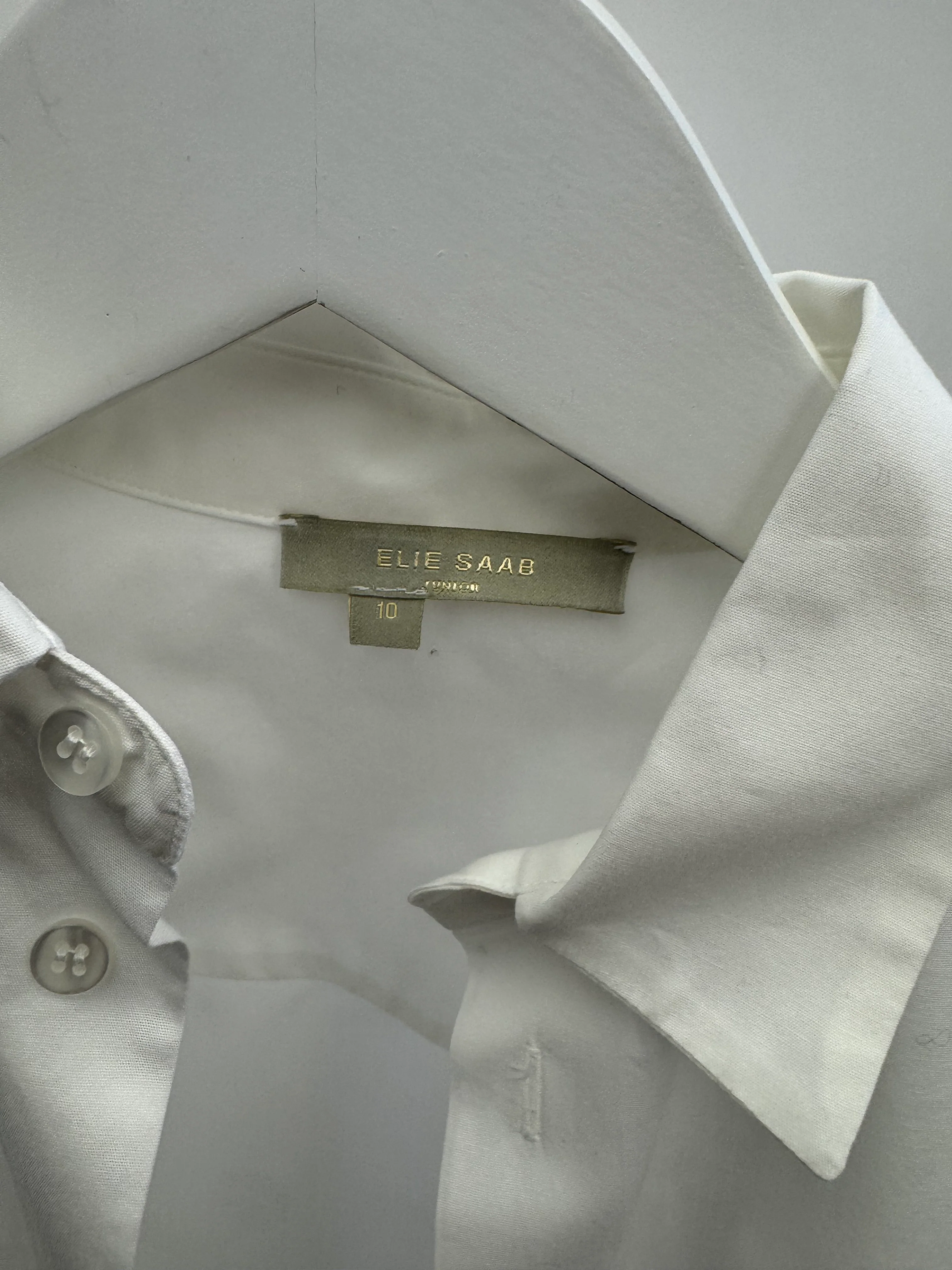 Elie Saab Kids White Cotton Shirt with Embroidered Logo Detail Size 10 years - Image 3